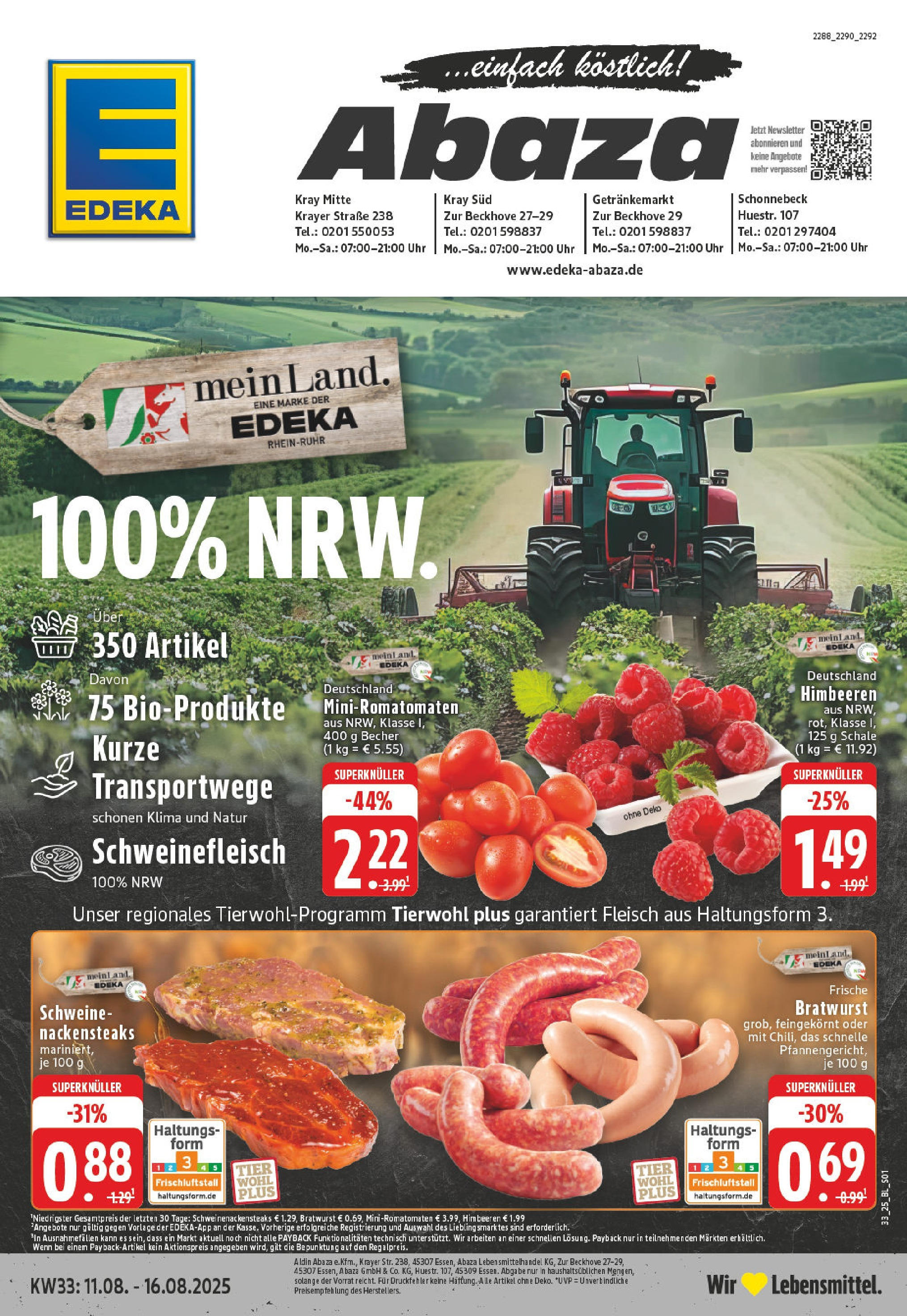 EDEKA Prospekt ab 11.08.2025 - Prospekt Essen Online Vorschau von dem Prospekt des Geschäftes Edeka, gültig ab dem 11.08.2025