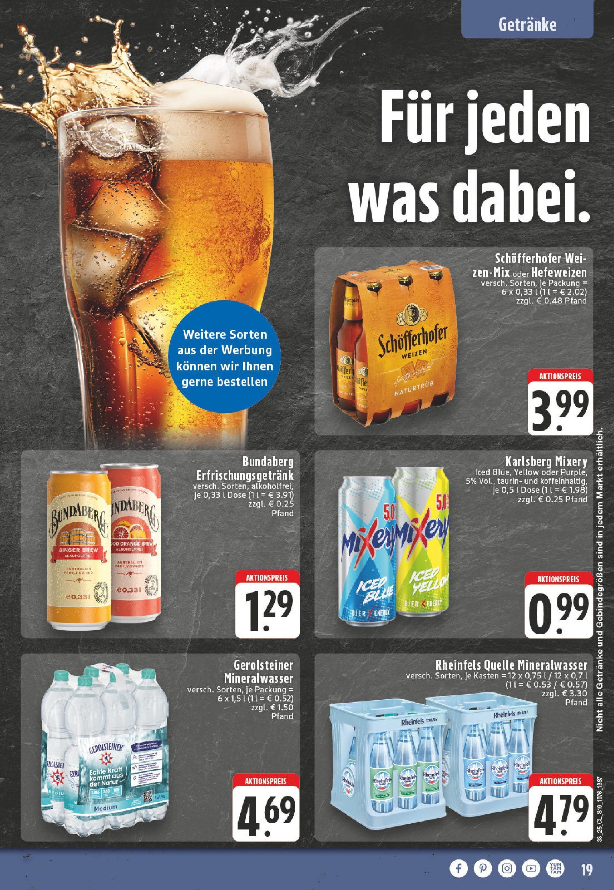 Edeka prospekt Herne	 (ab 11.08.2025) » Angebote Online | Seite: 19 | Produkte: Bier, Mineralwasser, Mixery, Gerolsteiner
