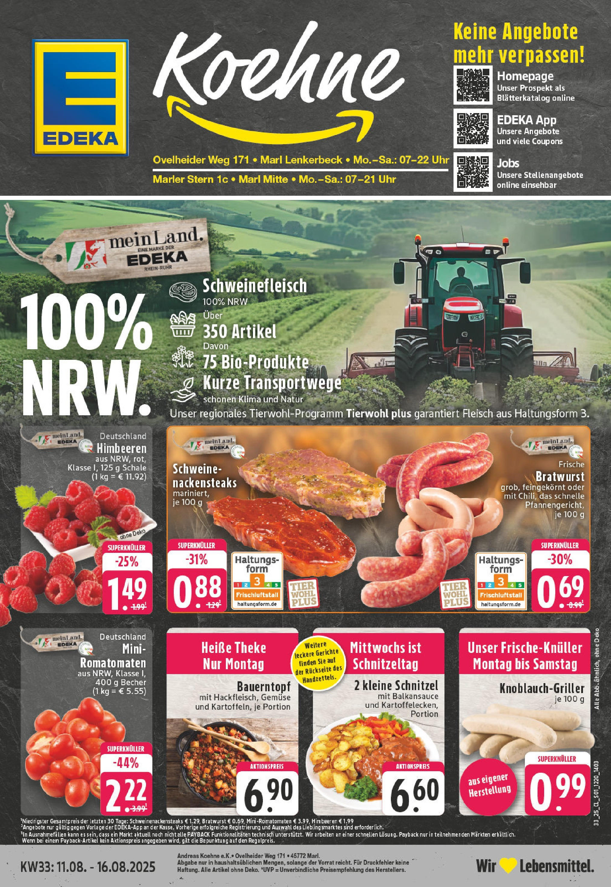 Edeka prospekt Marl (ab 11.08.2025) » Angebote Online | Seite: 1 | Produkte: Theke, Schnitzel, Fleisch, Uhr Edeka prospekt Marl (ab 11.08.2025) » Angebote Online | Seite: 1 | Produkte: Theke, Schnitzel, Fleisch, Uhr