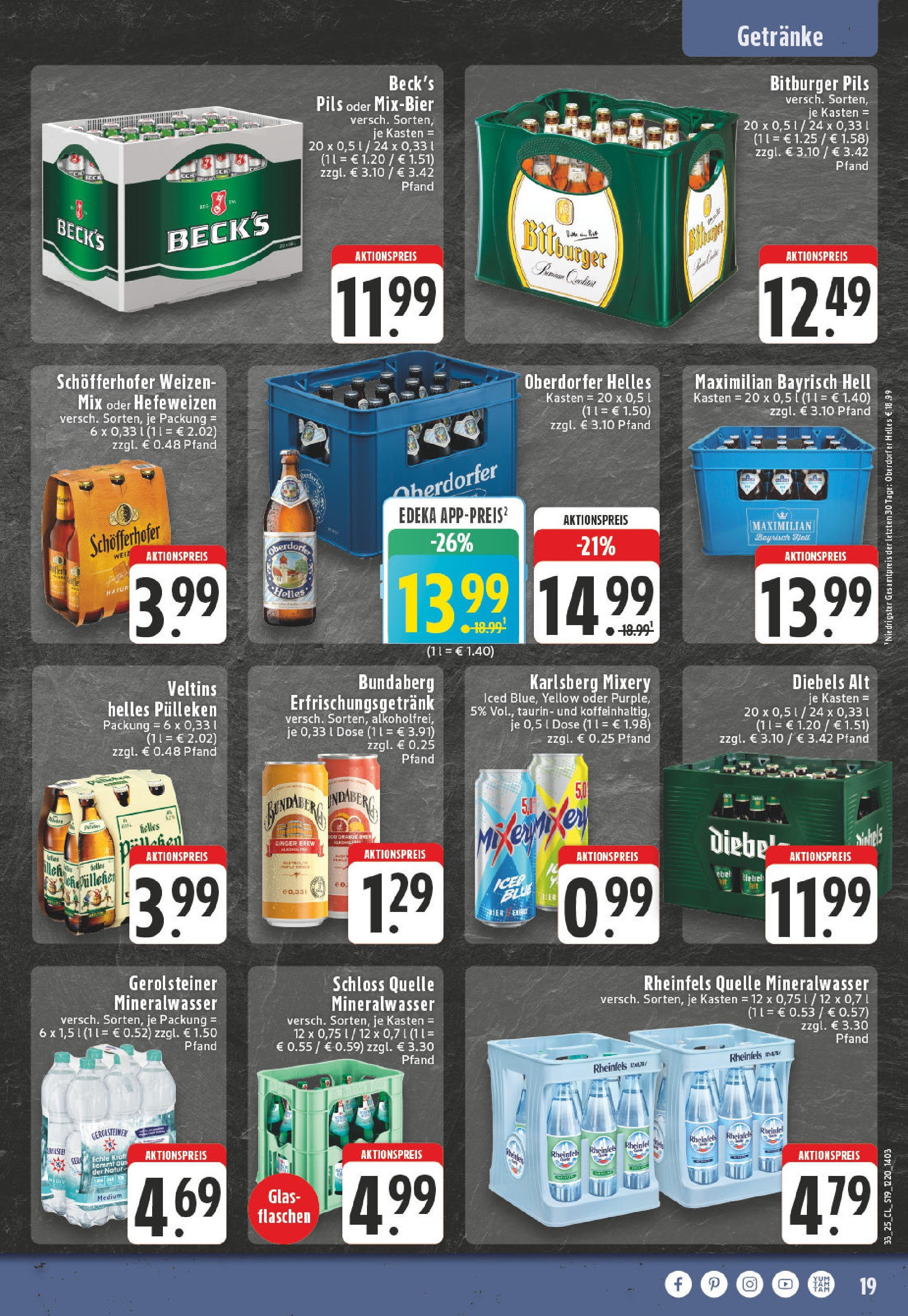 Edeka prospekt Marl (ab 11.08.2025) » Angebote Online | Seite: 19 | Produkte: Bitburger, Bier, Mineralwasser, Gerolsteiner Edeka prospekt Marl (ab 11.08.2025) » Angebote Online | Seite: 19 | Produkte: Bitburger, Bier, Mineralwasser, Gerolsteiner