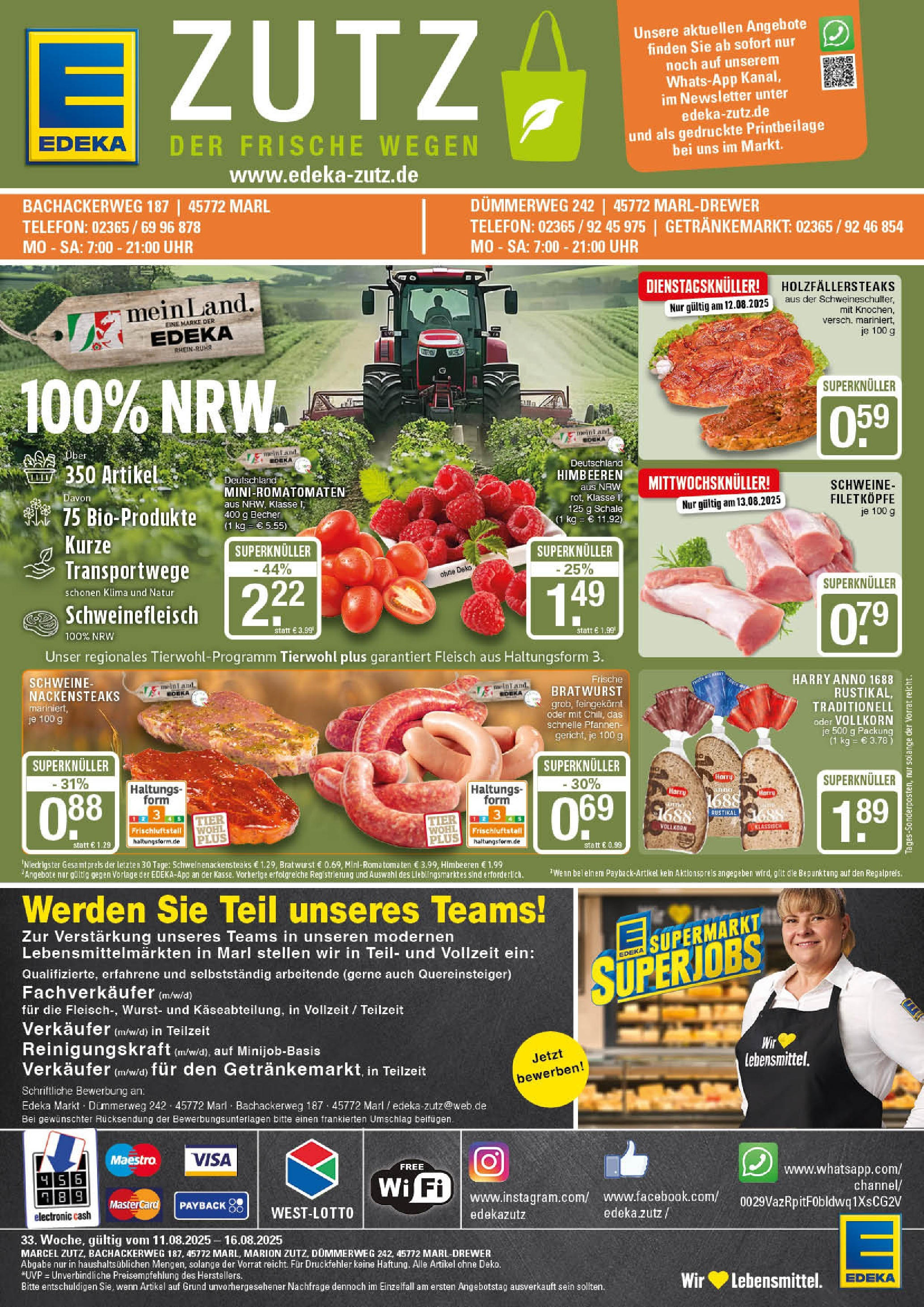 Edeka prospekt Marl	 (ab 11.08.2025) » Angebote Online | Seite: 1 | Produkte: Nackensteaks, Wurst, Telefon, Uhr