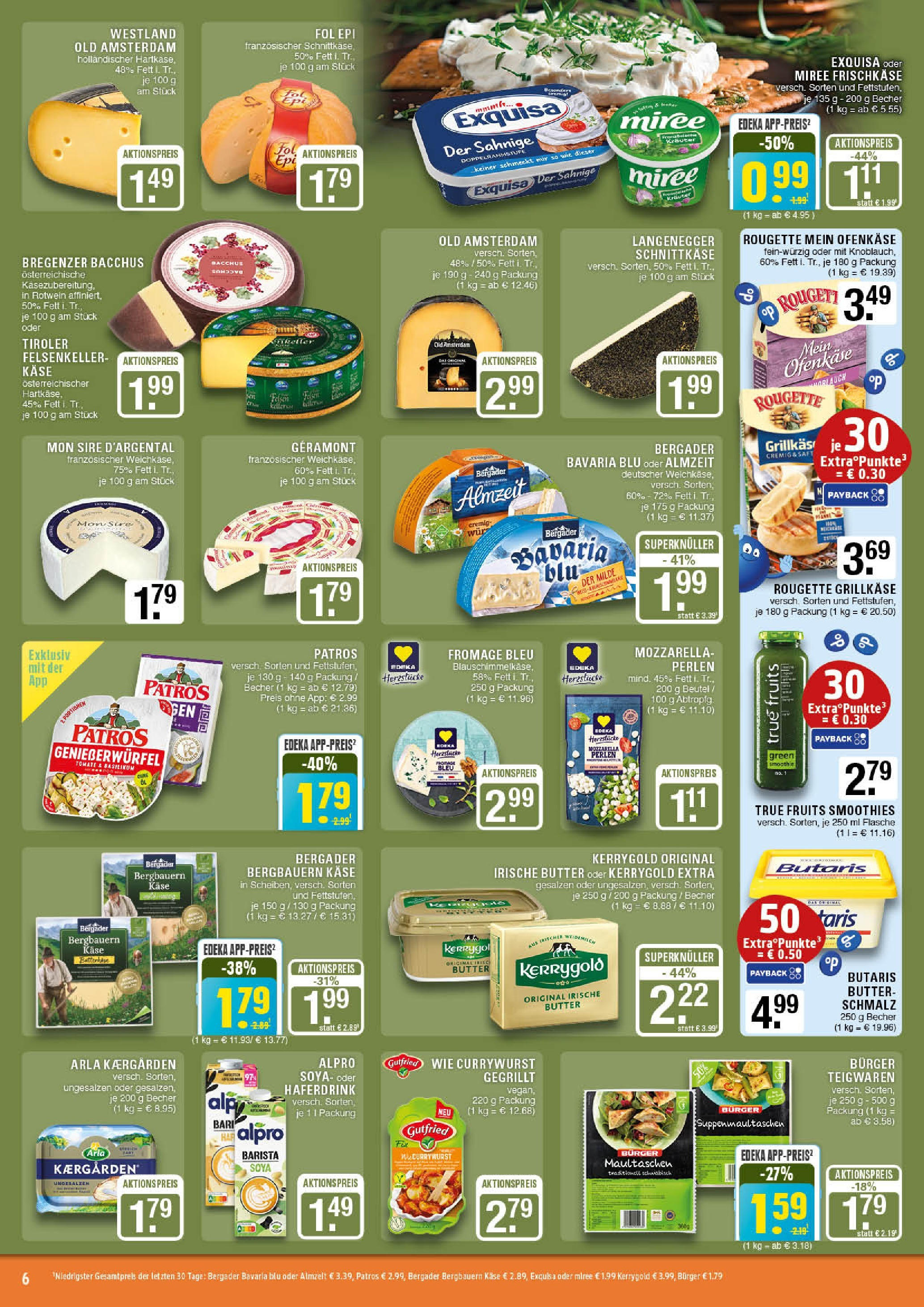 Edeka prospekt Marl	 (ab 11.08.2025) » Angebote Online | Seite: 6 | Produkte: Käse, Burger, Patros, Haferdrink