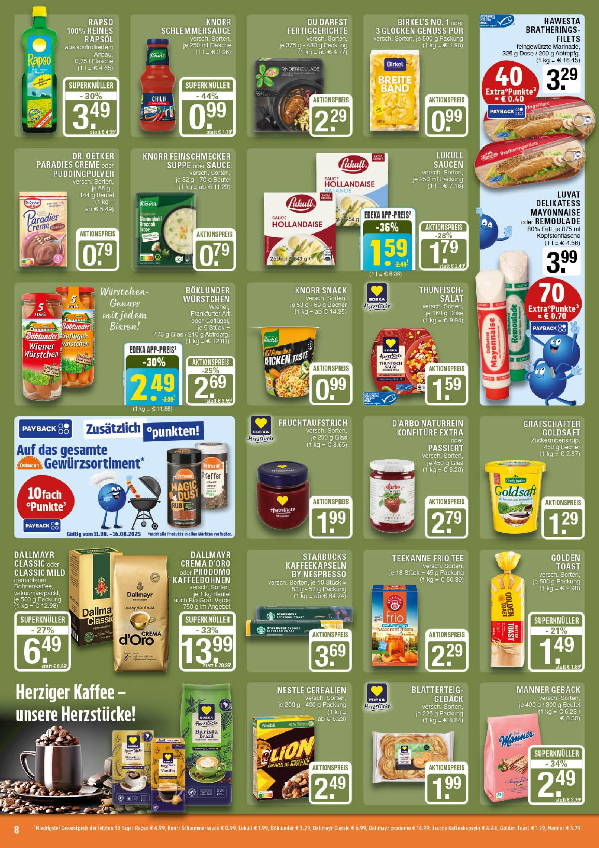 Edeka prospekt Marl	 (ab 11.08.2025) » Angebote Online | Seite: 8 | Produkte: Thunfisch, Toast, Pasta, Salat