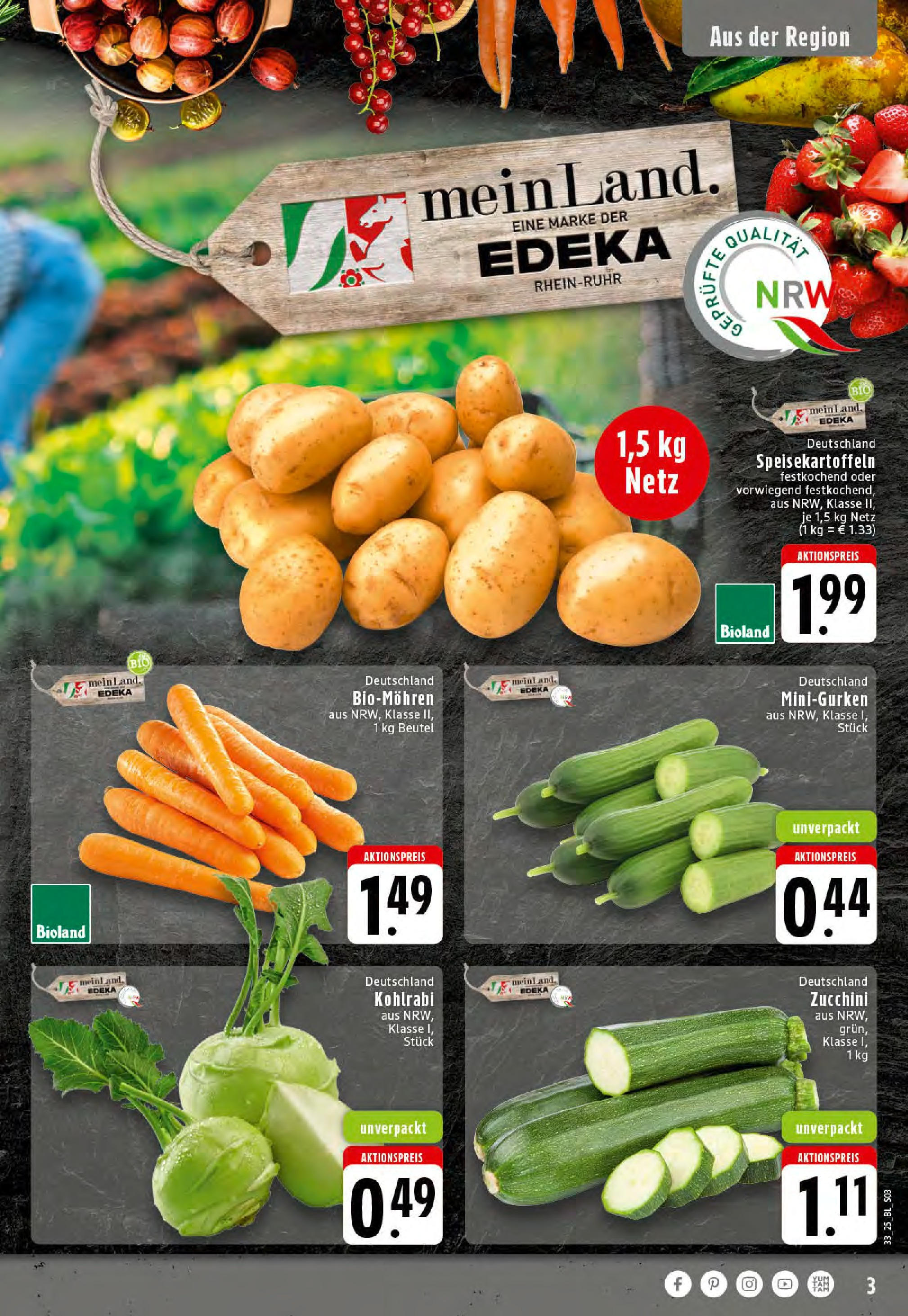 Edeka prospekt Mettingen	 (ab 11.08.2025) » Angebote Online | Seite: 3 | Produkte: Kohlrabi, Zucchini