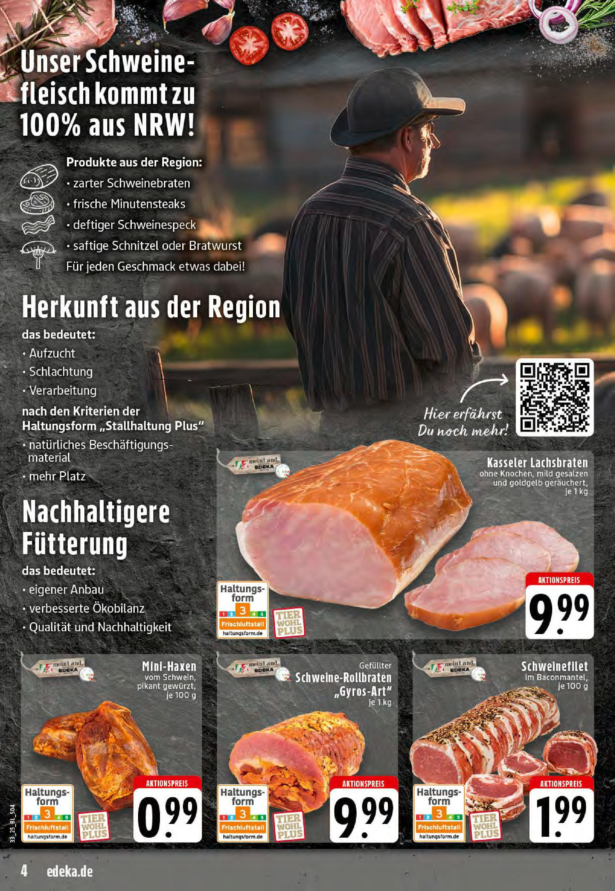 Edeka prospekt Mettingen	 (ab 11.08.2025) » Angebote Online | Seite: 4 | Produkte: Bratwurst, Schnitzel, Schweinefilet, Fleisch