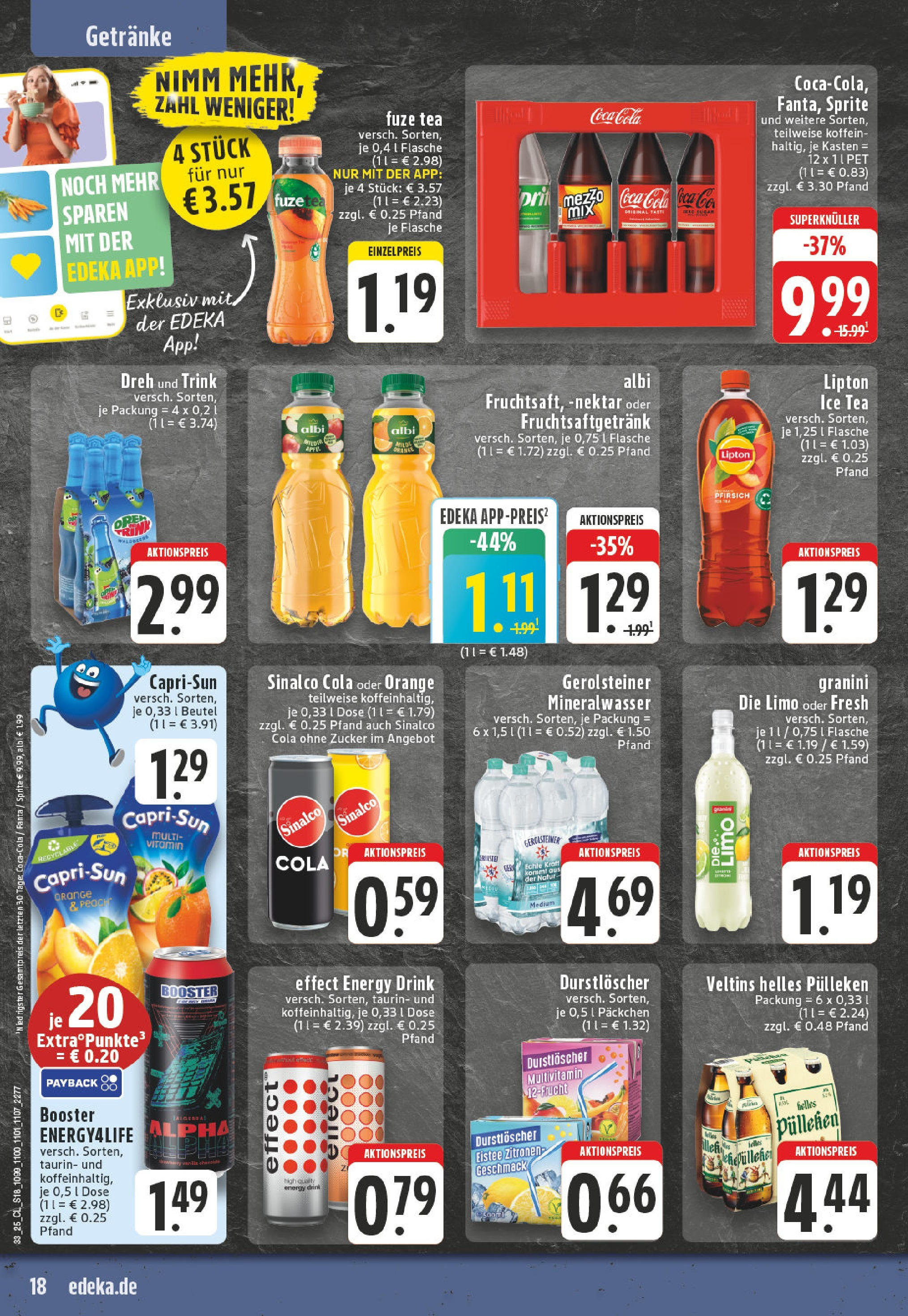 Edeka prospekt Soest	 (ab 10.08.2025) » Angebote Online | Seite: 18 | Produkte: Energy, Zucker, Pfirsich, Granini