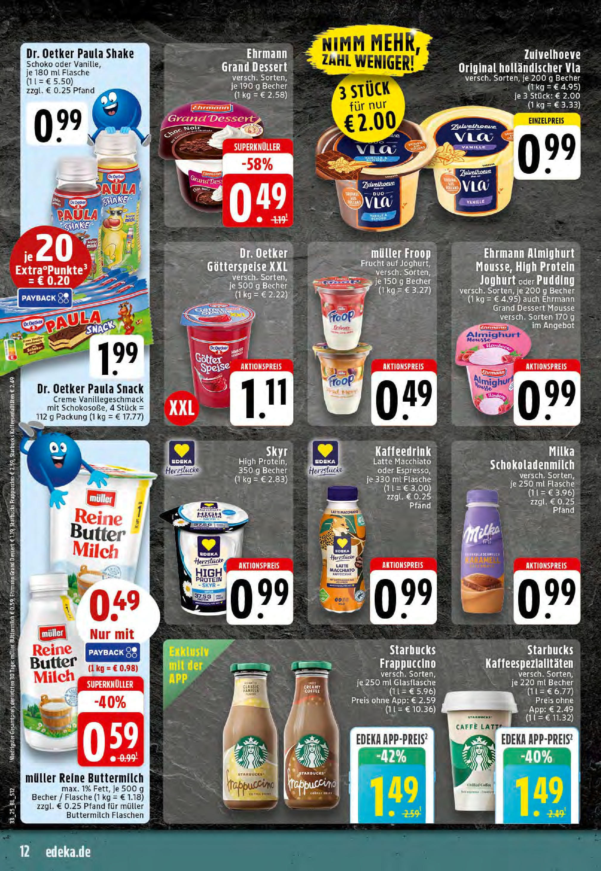 Edeka prospekt Mettingen	 (ab 11.08.2025) » Angebote Online | Seite: 12 | Produkte: Buttermilch, Joghurt, Ehrmann grand dessert, Pudding