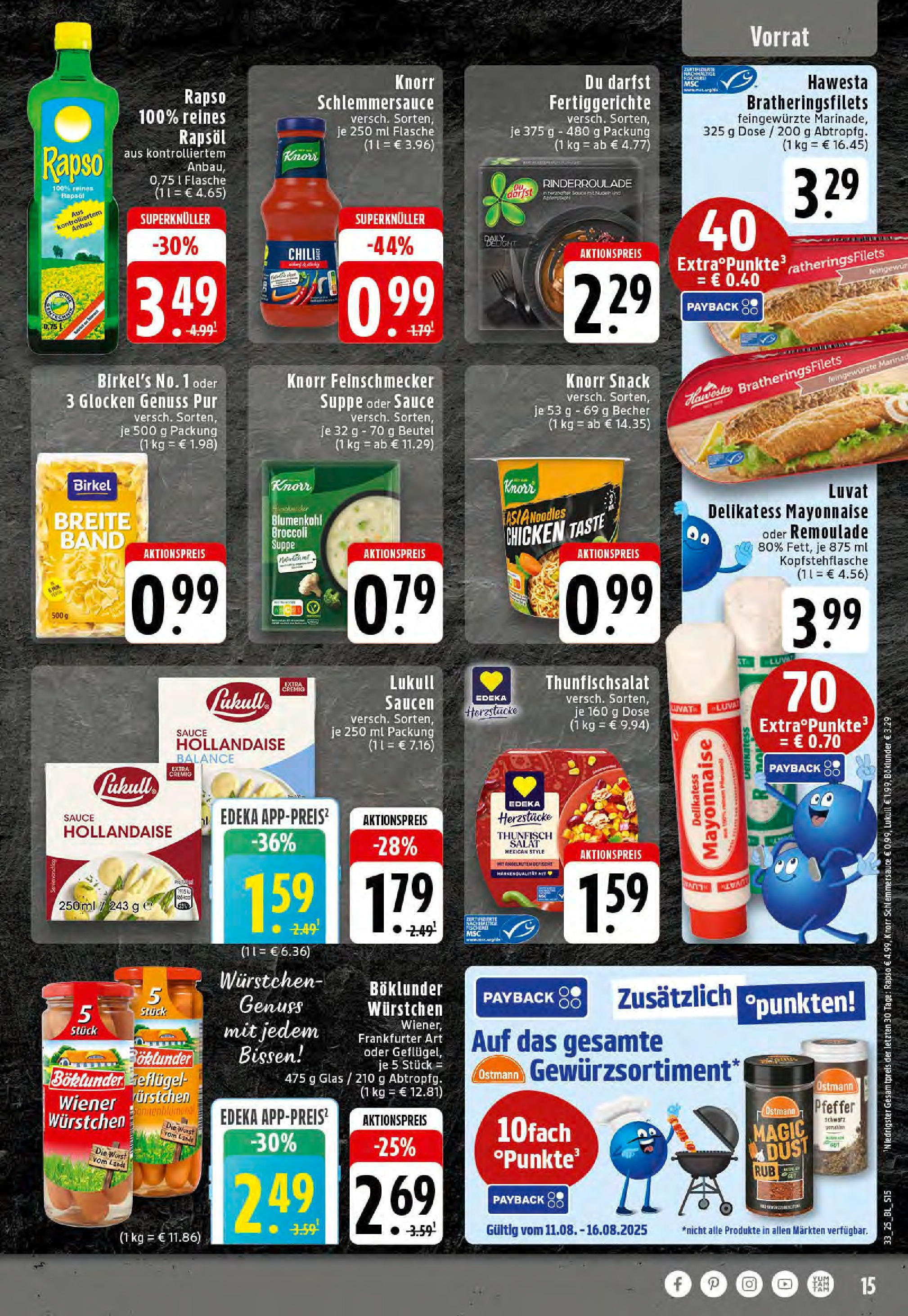 Edeka prospekt Mettingen	 (ab 11.08.2025) » Angebote Online | Seite: 15 | Produkte: Thunfisch, Mayonnaise, Blumenkohl, Salat