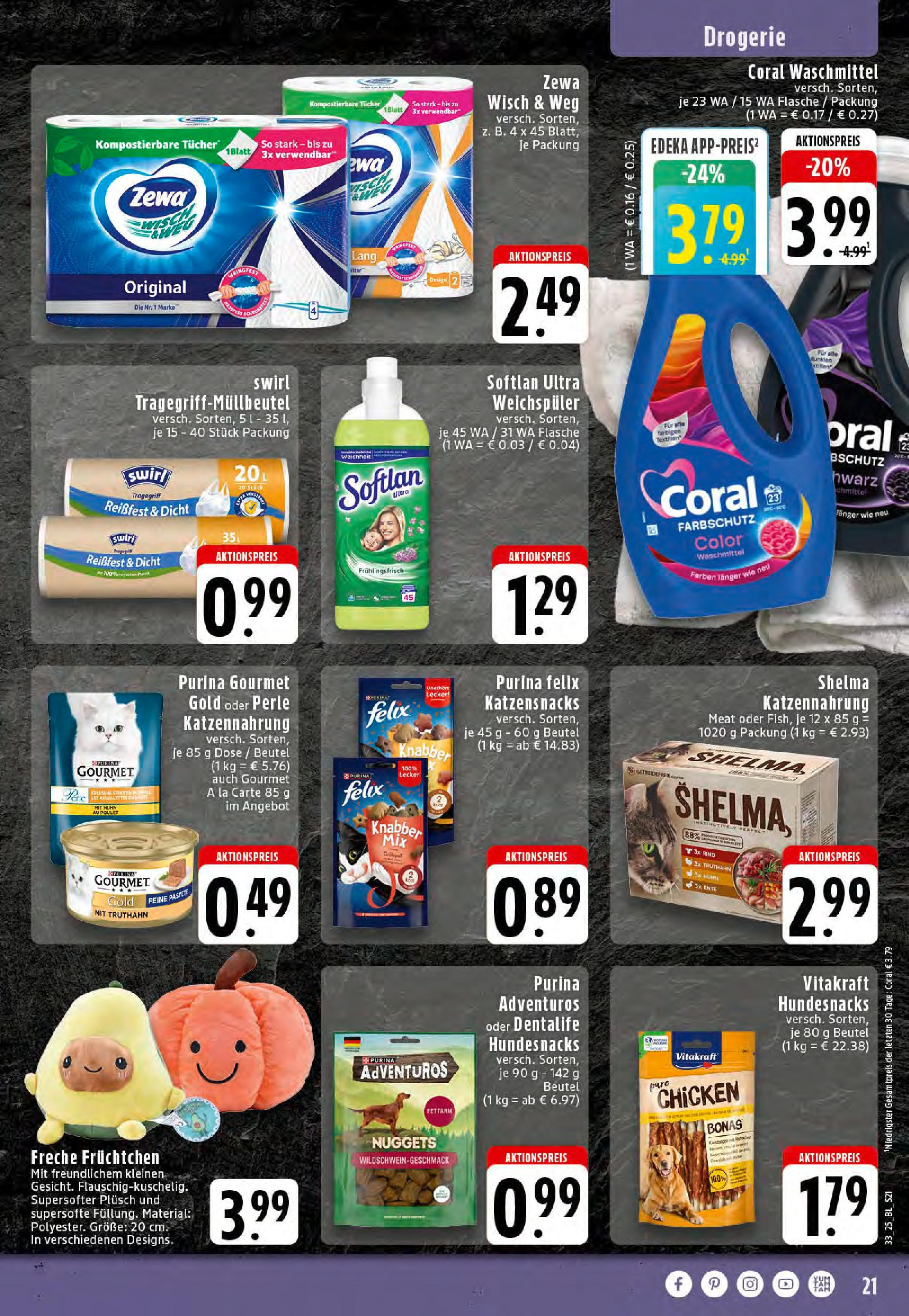 Edeka prospekt Mettingen	 (ab 11.08.2025) » Angebote Online | Seite: 21 | Produkte: Coral, Zewa, Waschmittel, Purina gourmet gold