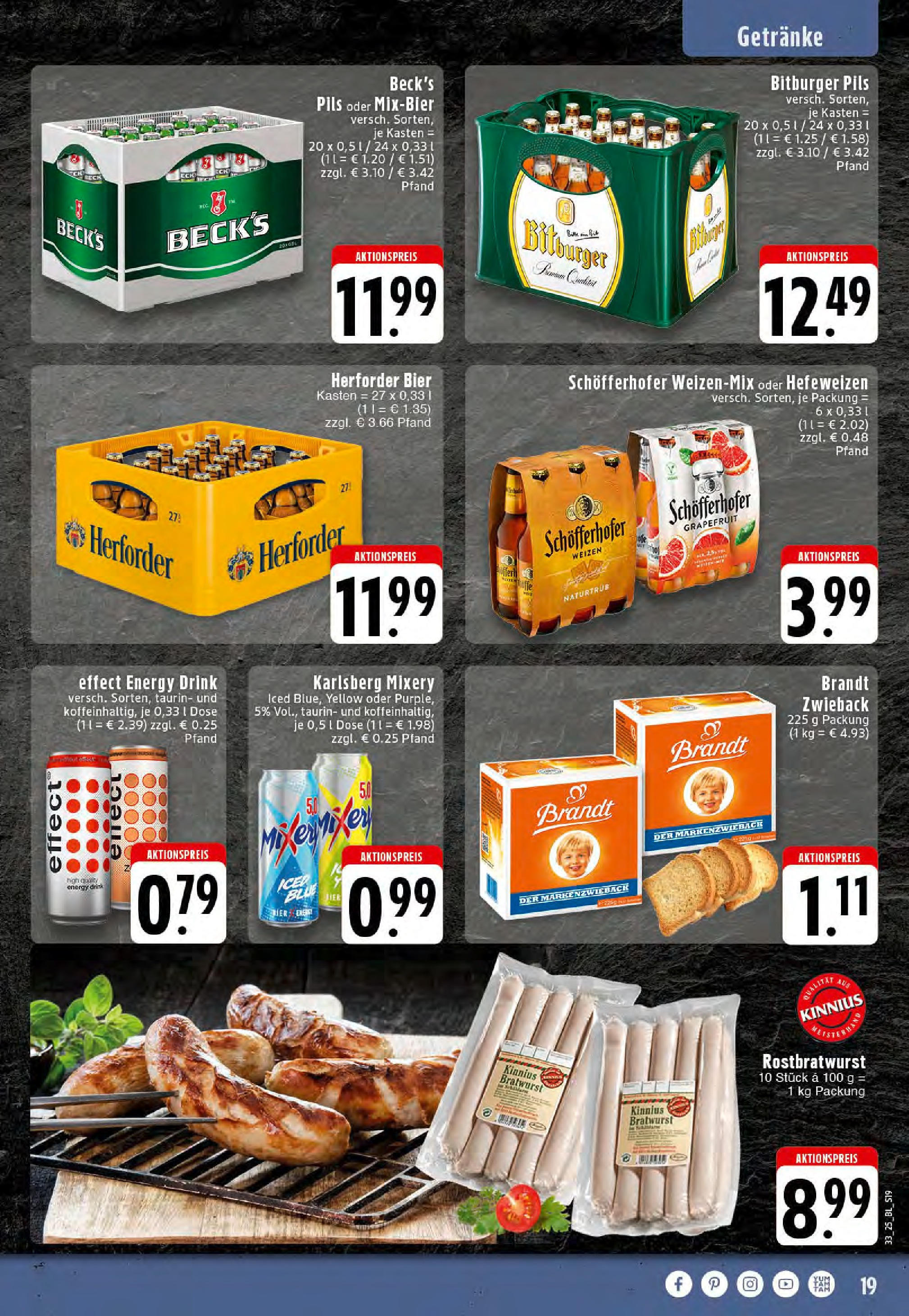 Edeka prospekt Mettingen	 (ab 11.08.2025) » Angebote Online | Seite: 19 | Produkte: Bitburger, Energy, Pils, Grapefruit