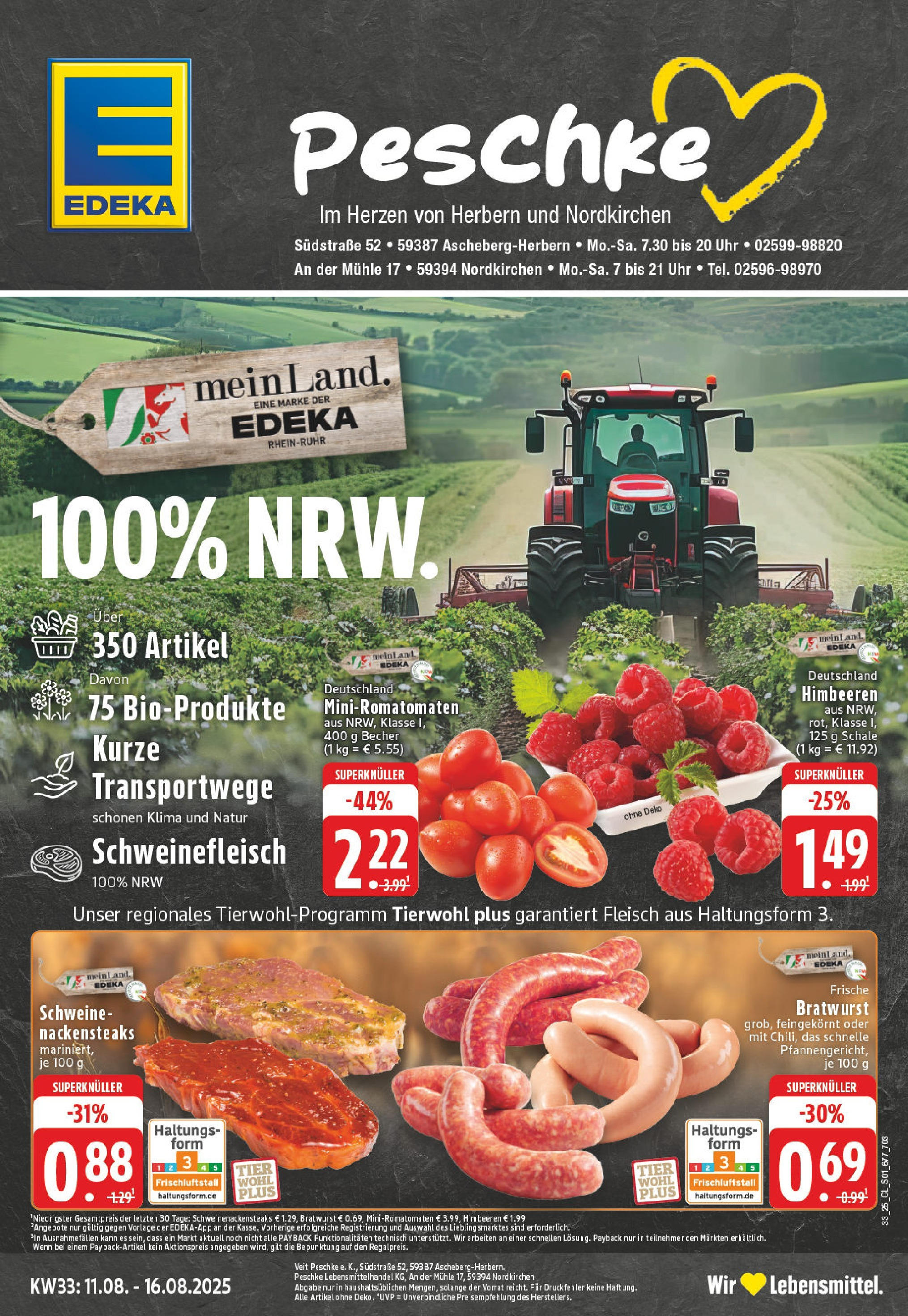EDEKA Prospekt ab 11.08.2025 - Prospekt Ascheberg-Herbern Online Vorschau von dem Prospekt des Geschäftes Edeka, gültig ab dem 11.08.2025