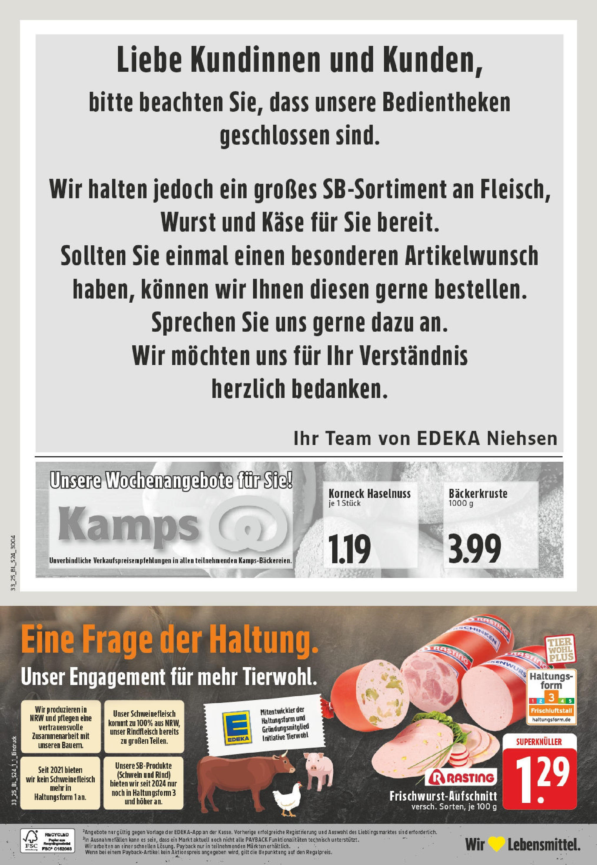 Edeka prospekt Neuss-Meertal (ab 11.08.2025) » Angebote Online | Seite: 24 | Produkte: Käse, Wurst, Schweinefleisch, Rindfleisch Edeka prospekt Neuss-Meertal (ab 11.08.2025) » Angebote Online | Seite: 24 | Produkte: Käse, Wurst, Schweinefleisch, Rindfleisch