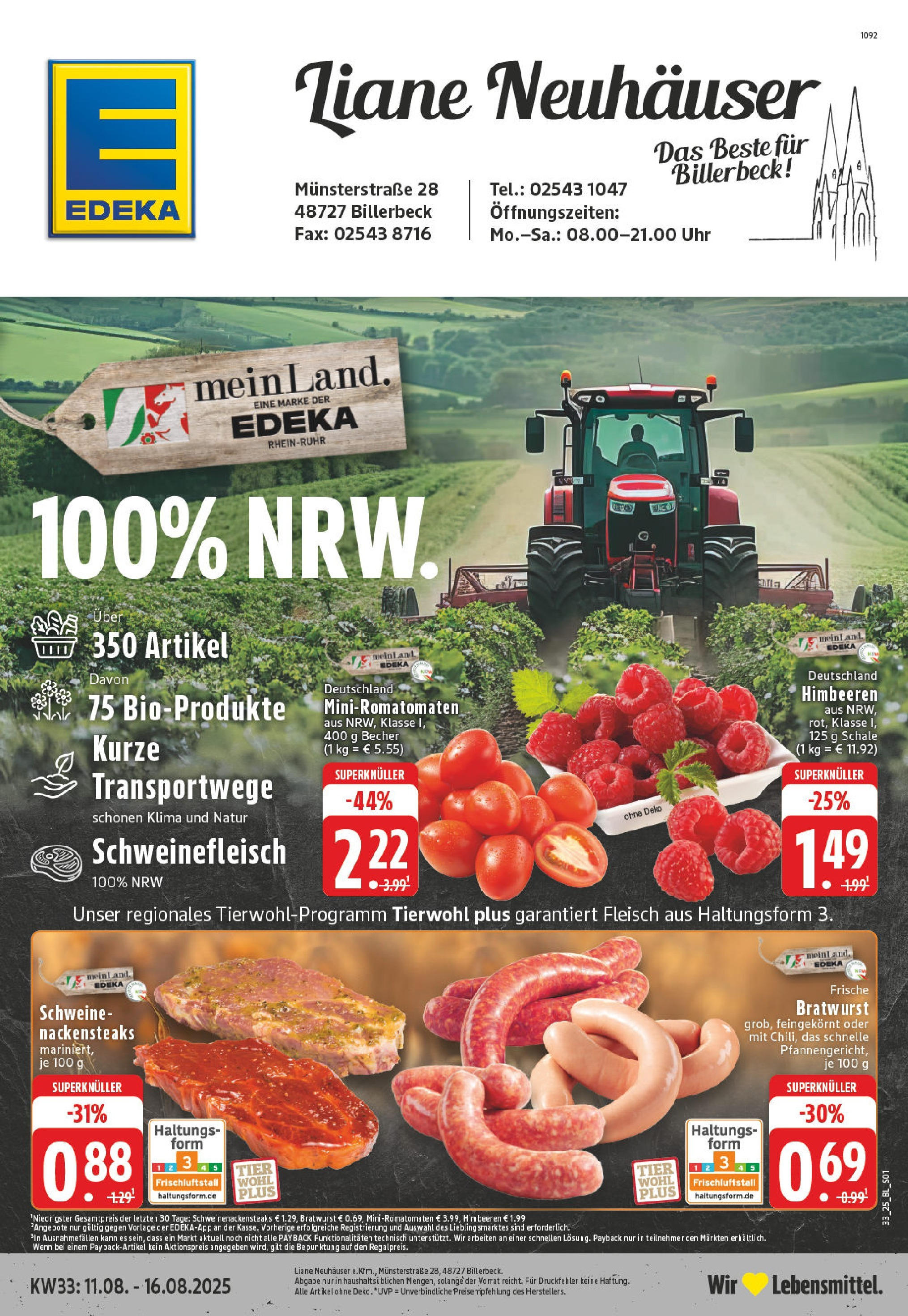 EDEKA Prospekt ab 11.08.2025 - Prospekt Billerbeck Online Vorschau von dem Prospekt des Geschäftes Edeka, gültig ab dem 11.08.2025