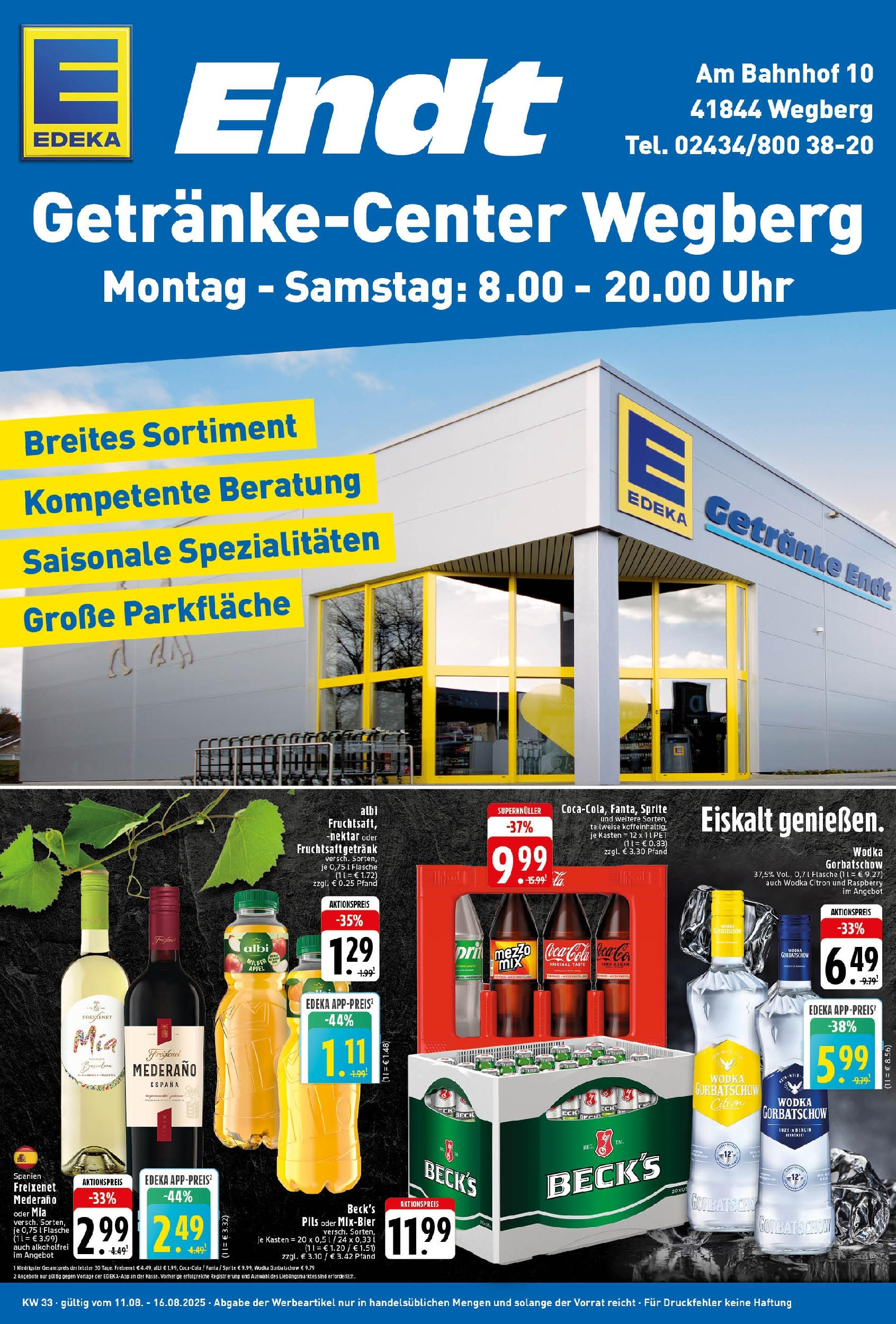 Edeka prospekt Wegberg	 (ab 11.08.2025) » Angebote Online | Seite: 1 | Produkte: Sprite, Freixenet mederano, Fruchtsaft, Wodka