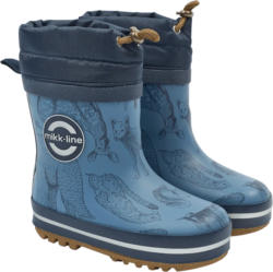 Mikk-Line Gummistiefel mit Waldtier-Muster, blau, Gr. 24/25