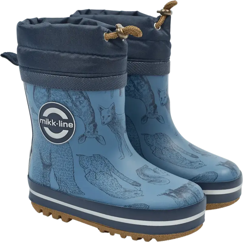 Mikk-Line Gummistiefel mit Waldtier-Muster, blau, Gr. 24/25