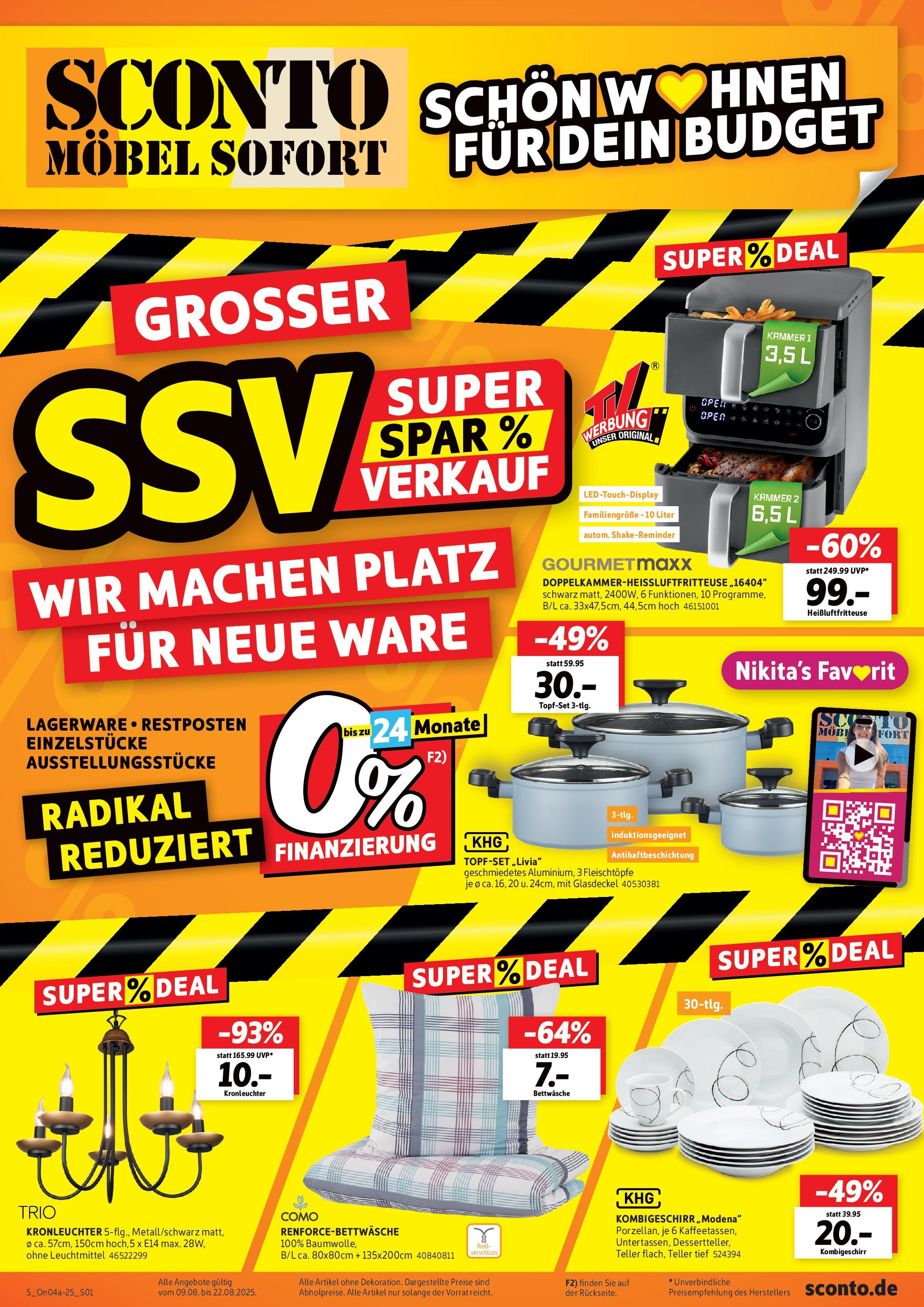 Sconto Prospekt Erfurt (ab 09.08.2025) zum Blättern | Seite: 1 | Produkte: Bettwäsche, Heißluftfritteuse