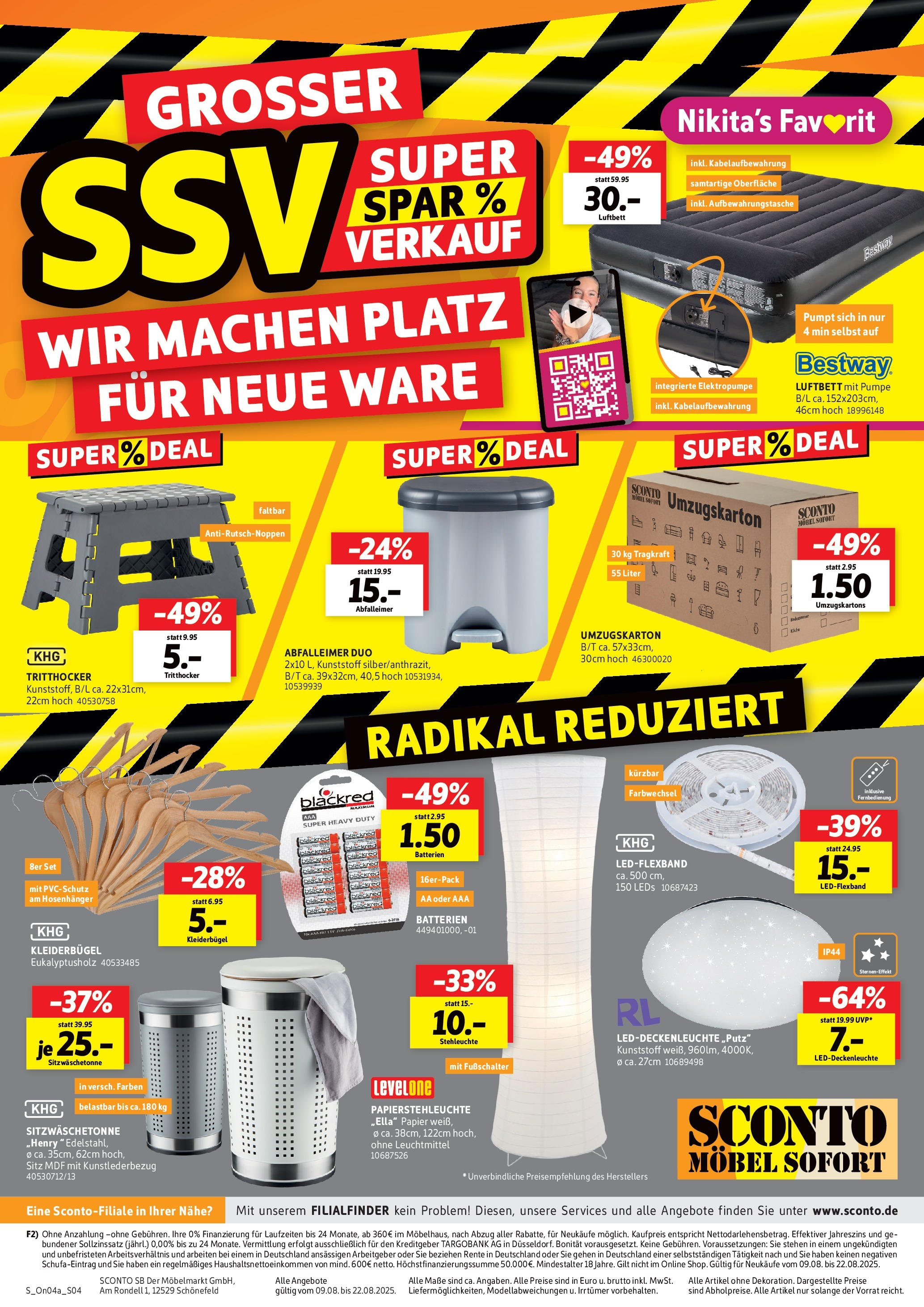 Sconto Prospekt Erfurt (ab 09.08.2025) zum Blättern | Seite: 4 | Produkte: Batterien, Kleiderbügel, Abfalleimer