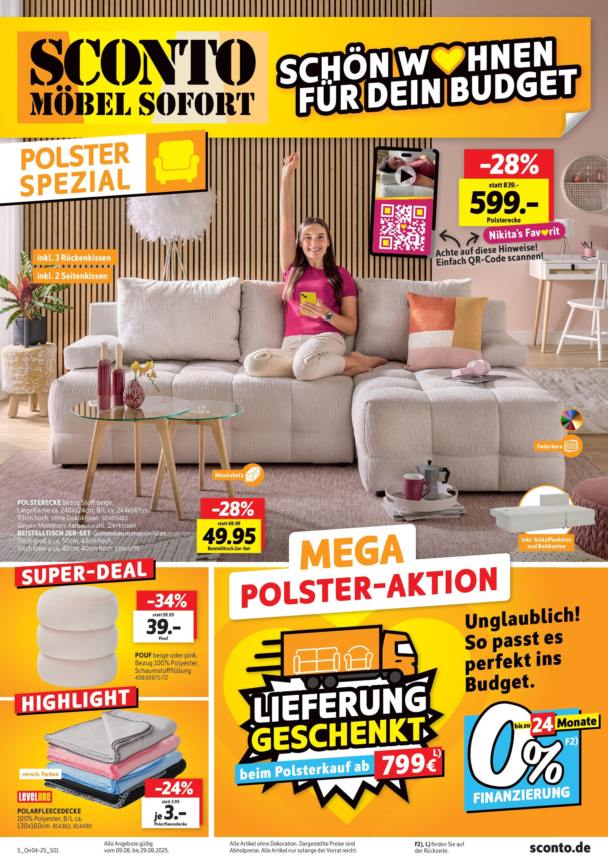 Sconto Prospekt Schön wohnen für dein budget Berlin (ab 09.08.2025) zum Blättern | Seite: 1 | Produkte: Beistelltisch, Tisch, Pouf Sconto Prospekt Schön wohnen für dein budget Berlin (ab 09.08.2025) zum Blättern | Seite: 1 | Produkte: Beistelltisch, Tisch, Pouf