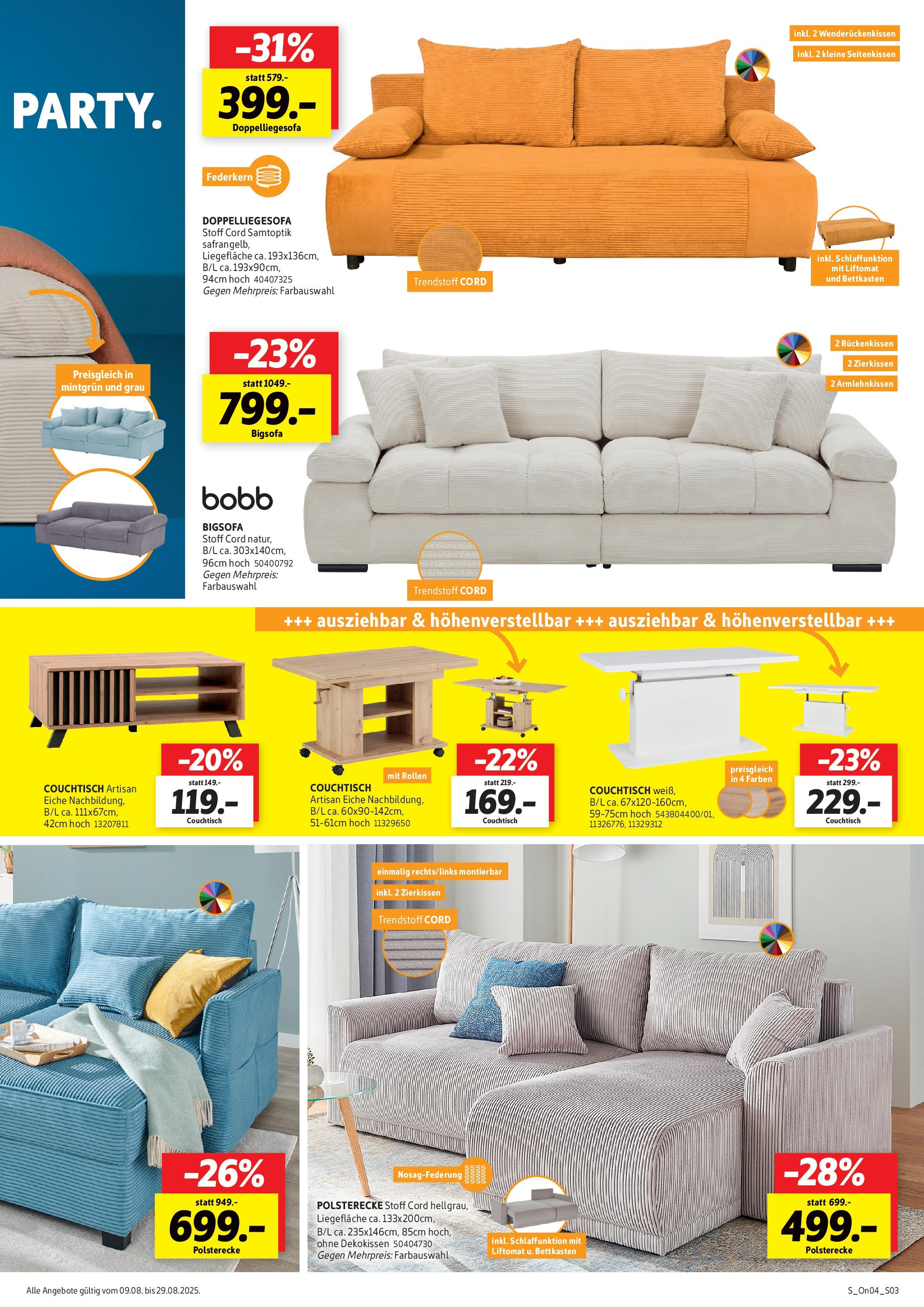 Sconto Prospekt Schön wohnen für dein budget Berlin (ab 09.08.2025) zum Blättern | Seite: 3 | Produkte: Bigsofa, Couchtisch Sconto Prospekt Schön wohnen für dein budget Berlin (ab 09.08.2025) zum Blättern | Seite: 3 | Produkte: Bigsofa, Couchtisch