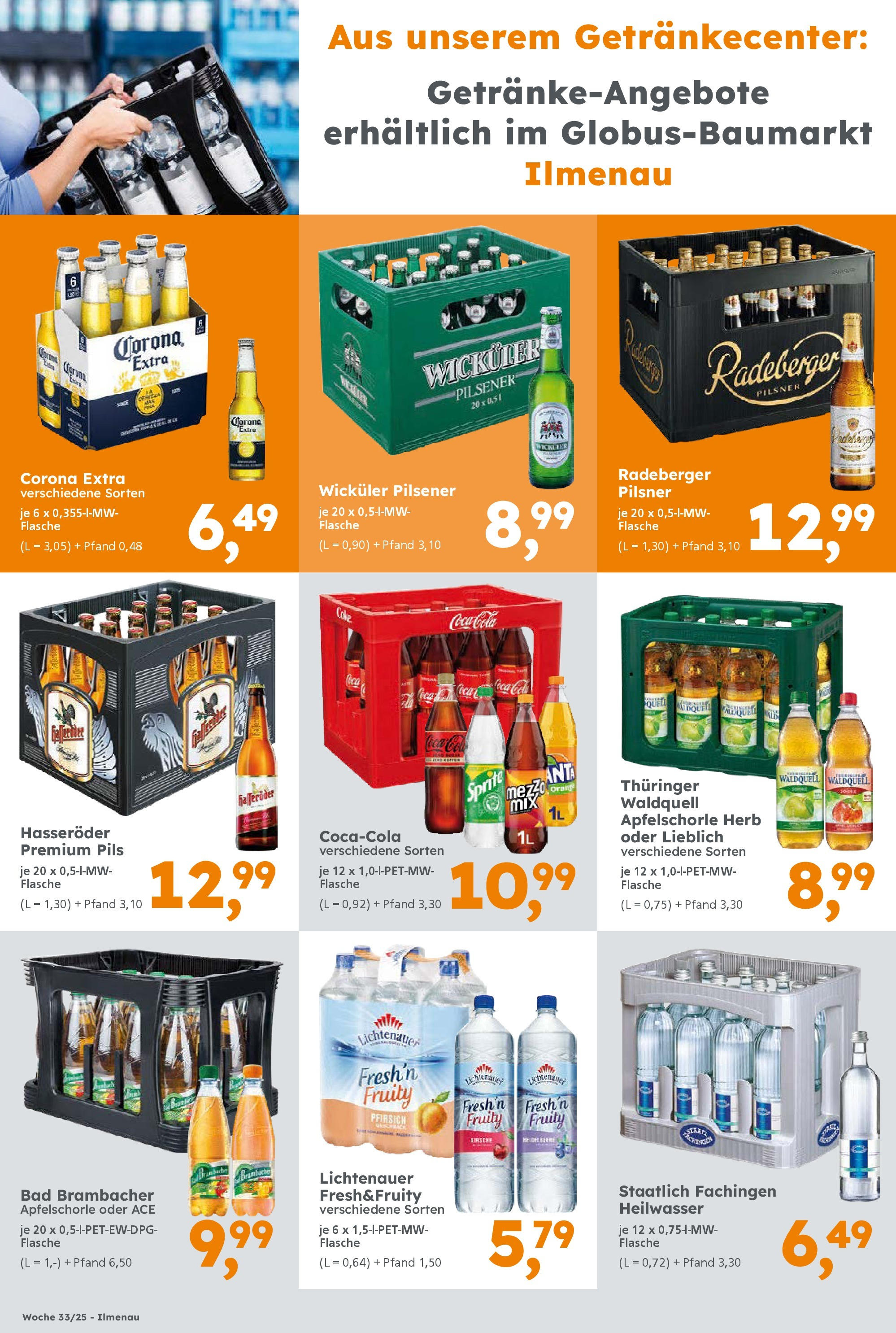 Globus Baumarkt prospekt Ilmenau	 (ab 10.08.2025) zum Blättern | Seite: 9 | Produkte: Coca cola, Sprite, Heidelbeeren, Hasseröder