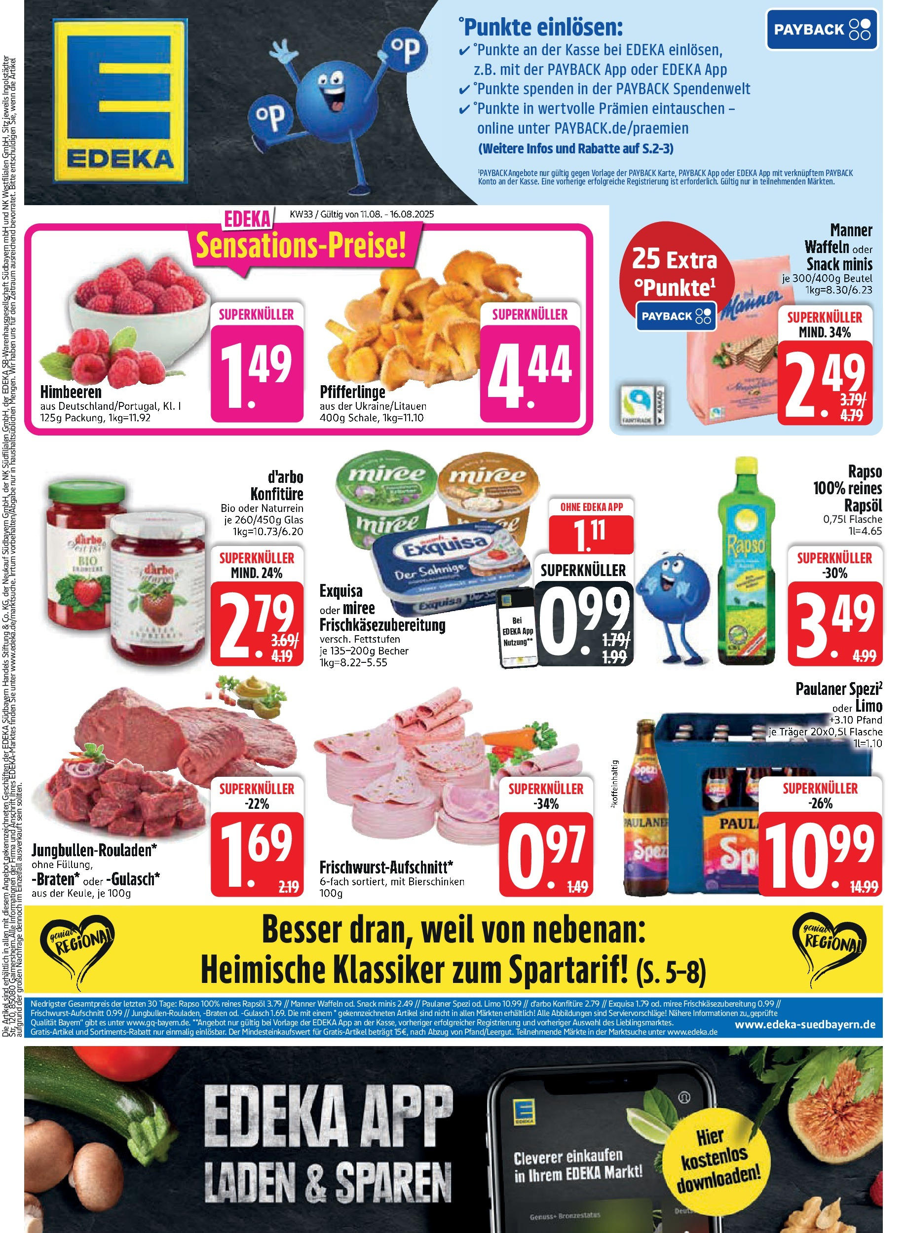 Edeka prospekt Neusäß-Steppach (ab 11.08.2025) » Angebote Online | Seite: 1 | Produkte: Waffeln, Exquisa, Pfifferlinge, Paulaner Edeka prospekt Neusäß-Steppach (ab 11.08.2025) » Angebote Online | Seite: 1 | Produkte: Waffeln, Exquisa, Pfifferlinge, Paulaner