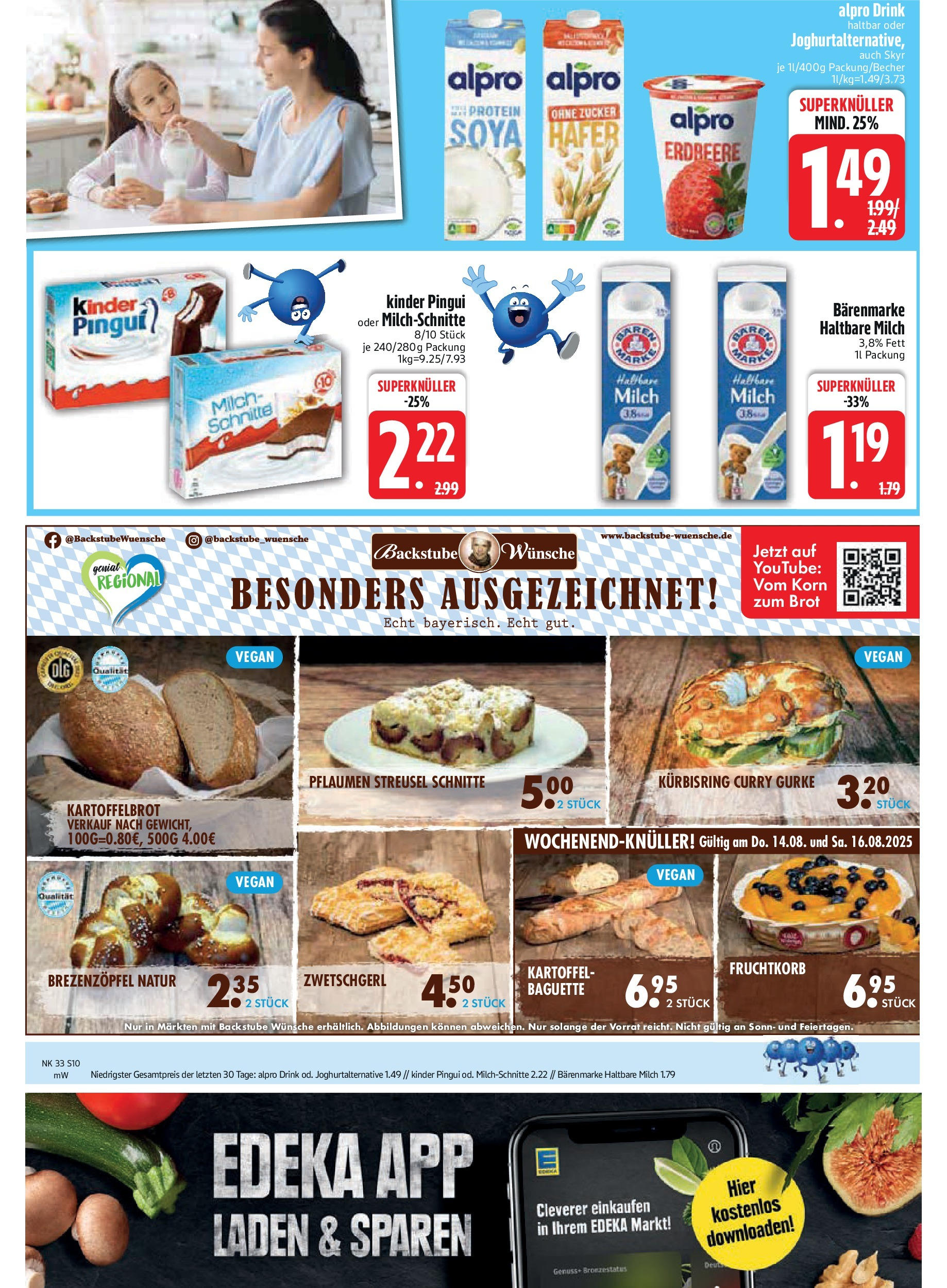 Edeka prospekt Neusäß-Steppach (ab 11.08.2025) » Angebote Online | Seite: 10 | Produkte: Pflaumen, Haltbare milch, Baguette, Brot Edeka prospekt Neusäß-Steppach (ab 11.08.2025) » Angebote Online | Seite: 10 | Produkte: Pflaumen, Haltbare milch, Baguette, Brot