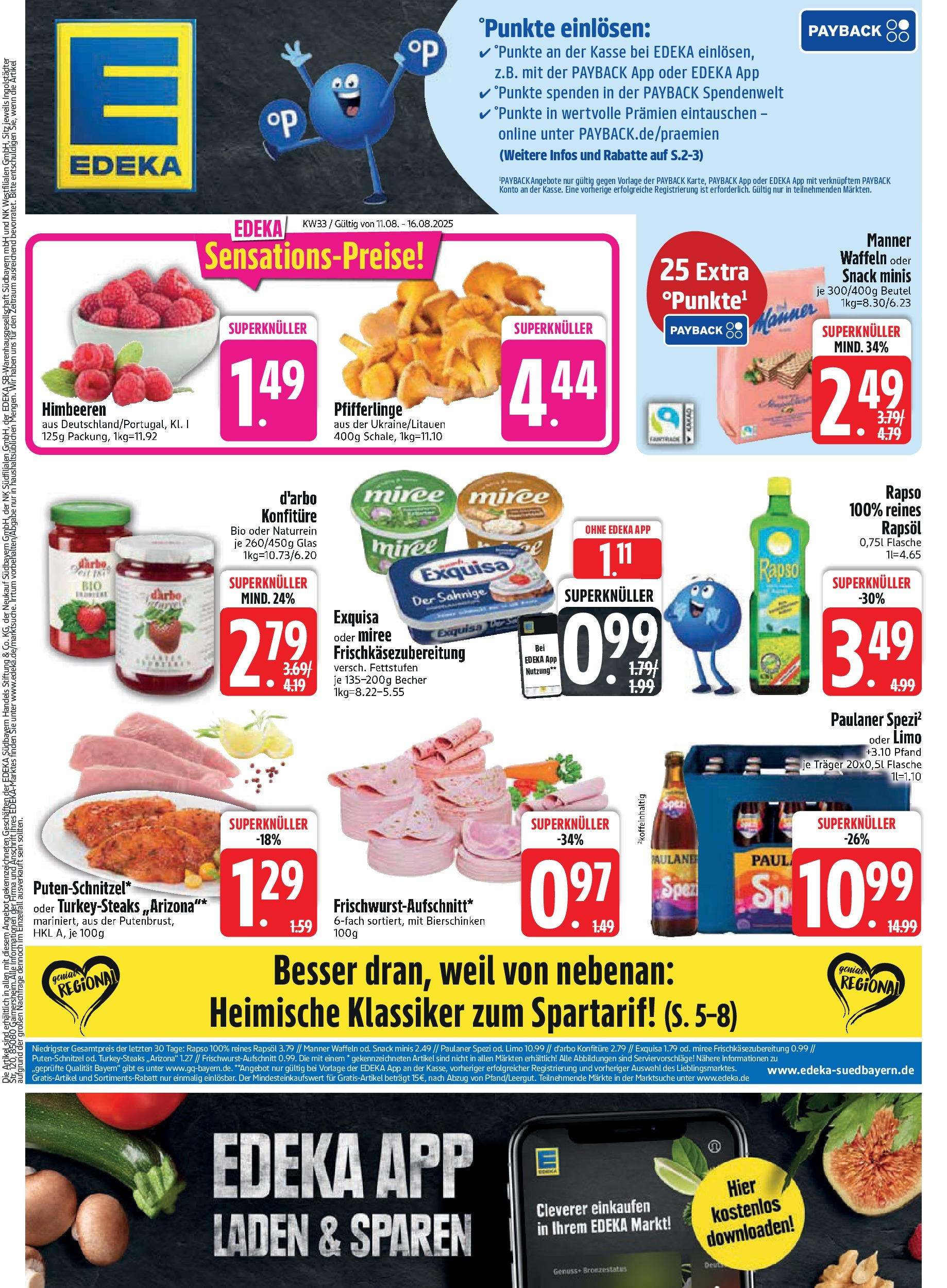 Edeka prospekt Trostberg	 (ab 11.08.2025) » Angebote Online | Seite: 1 | Produkte: Himbeeren, Waffeln, Putenschnitzel, Pfifferlinge