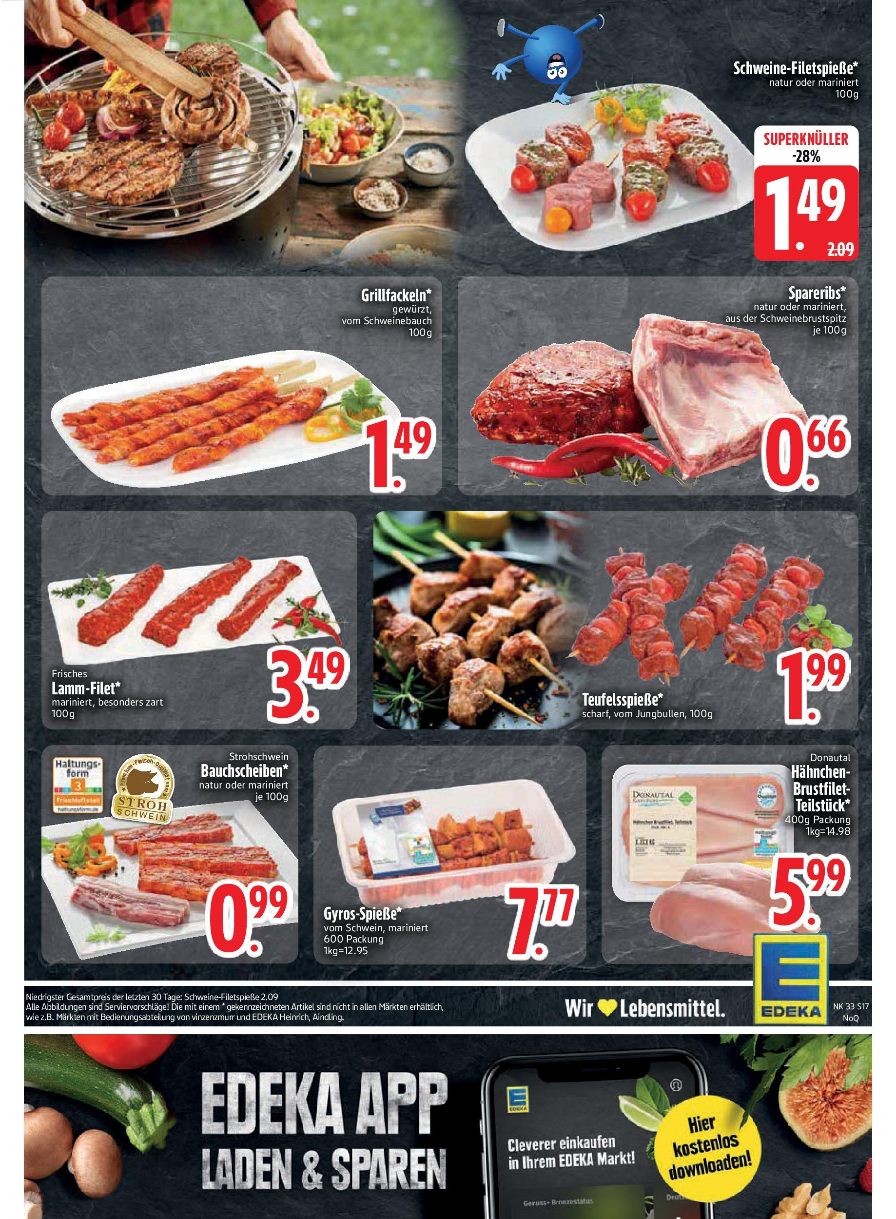 Edeka prospekt Neusäß-Steppach (ab 11.08.2025) » Angebote Online | Seite: 17 | Produkte: Hahnchen, Schweinebauch Edeka prospekt Neusäß-Steppach (ab 11.08.2025) » Angebote Online | Seite: 17 | Produkte: Hahnchen, Schweinebauch