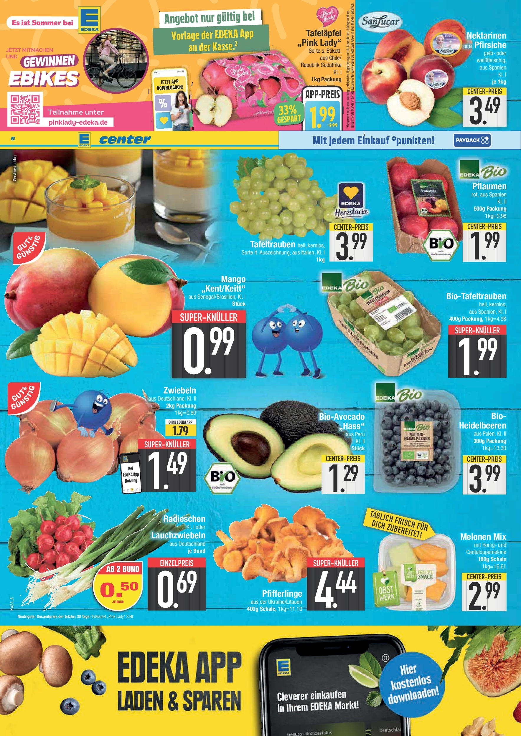 Edeka prospekt Bad Reichenhall	 (ab 11.08.2025) » Angebote Online | Seite: 6 | Produkte: Pflaumen, Avocado, Zwiebeln, Pfifferlinge