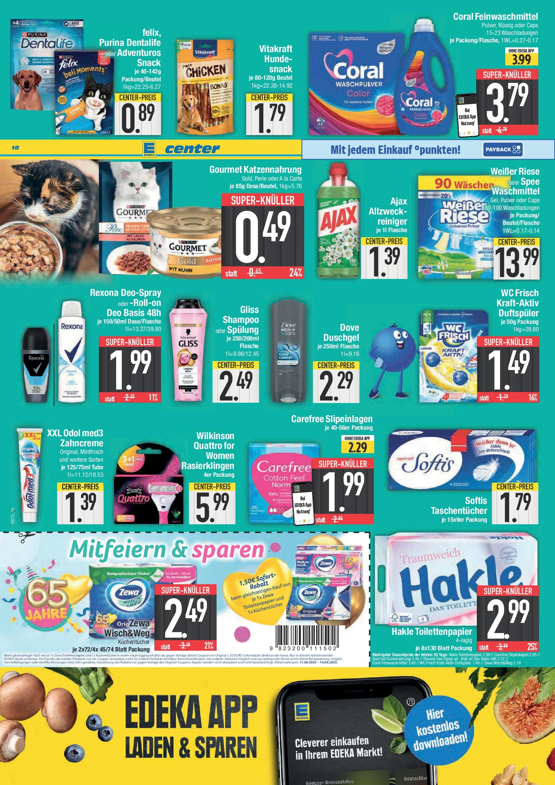 Edeka prospekt Bad Reichenhall	 (ab 11.08.2025) » Angebote Online | Seite: 18 | Produkte: Zewa, Wc frisch, Deospray, Toilettenpapier