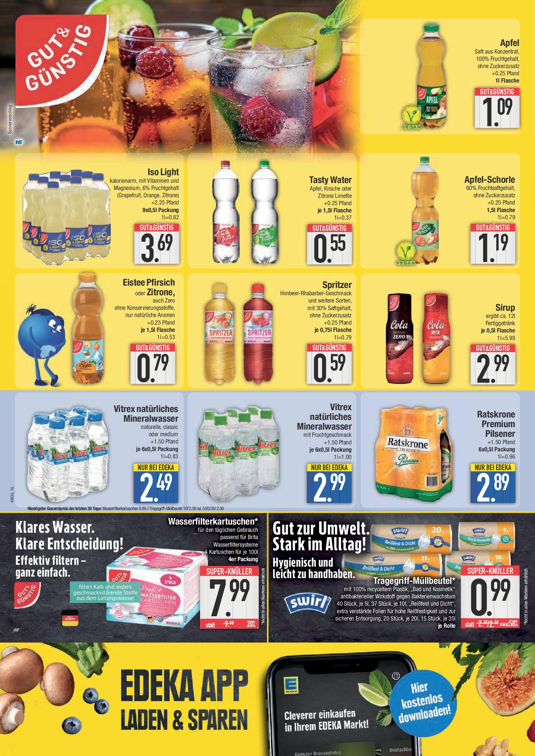Edeka prospekt Ingolstadt (ab 11.08.2025) » Angebote Online | Seite: 16 | Produkte: Cola, Mineralwasser, Limette, Saft Edeka prospekt Ingolstadt (ab 11.08.2025) » Angebote Online | Seite: 16 | Produkte: Cola, Mineralwasser, Limette, Saft