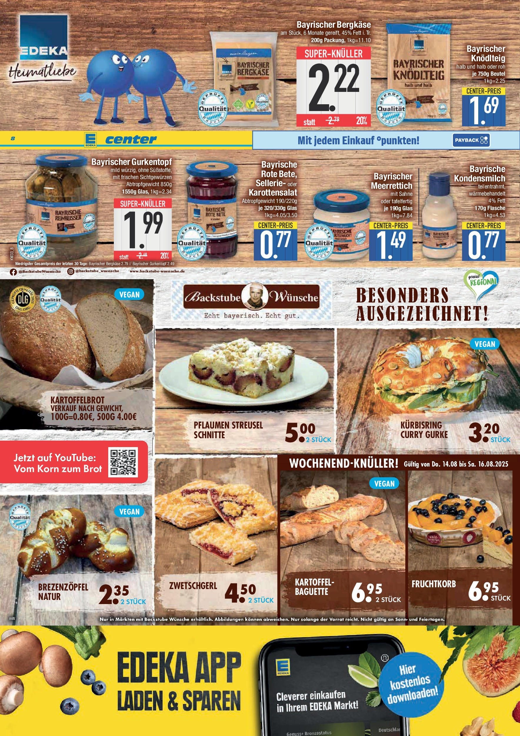 Edeka prospekt Bad Reichenhall	 (ab 11.08.2025) » Angebote Online | Seite: 8 | Produkte: Gewicht, Pflaumen, Baguette, Brot