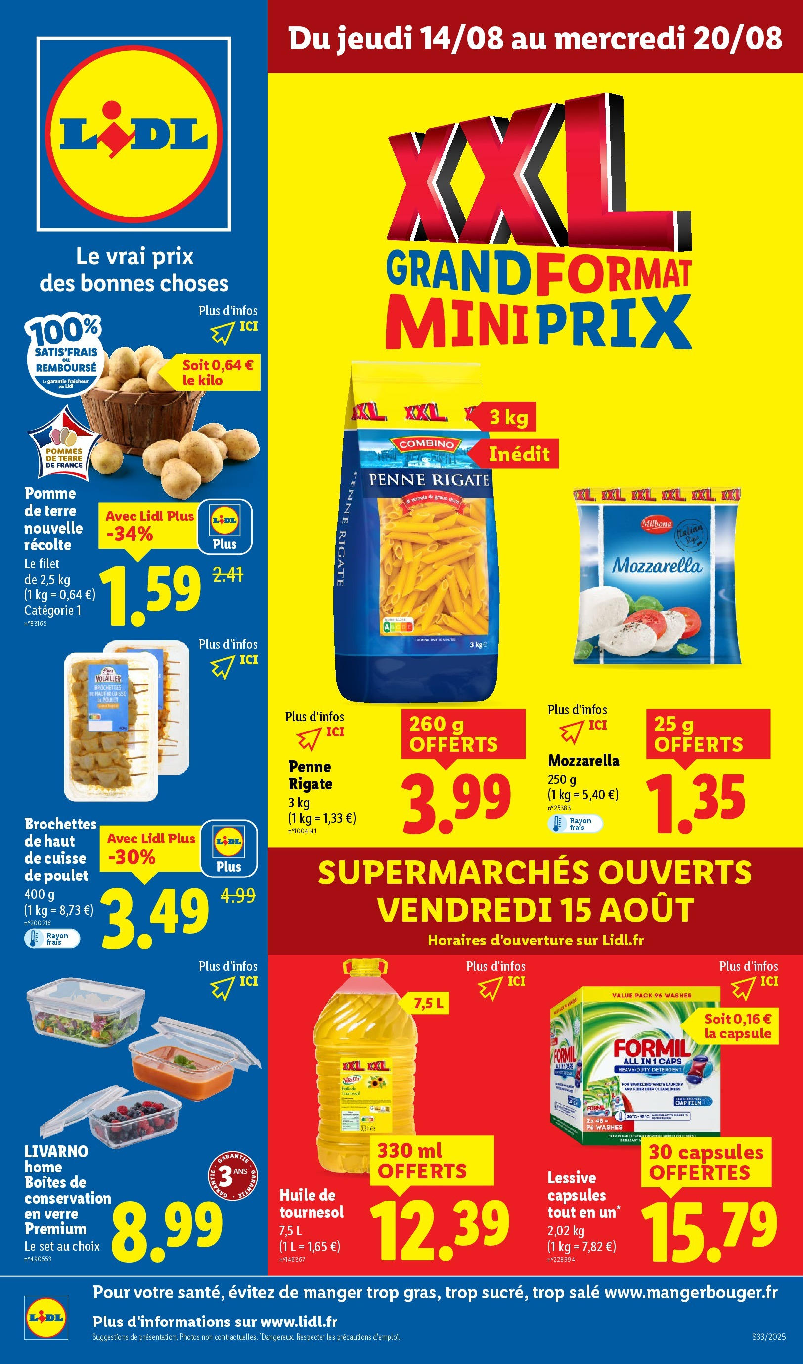 Catalogue LIDL du 13/08/2025 | Promo prospectus en ligne | Page: 1 | Produits: Pomme de terre, Détergent, Huile, Pommes