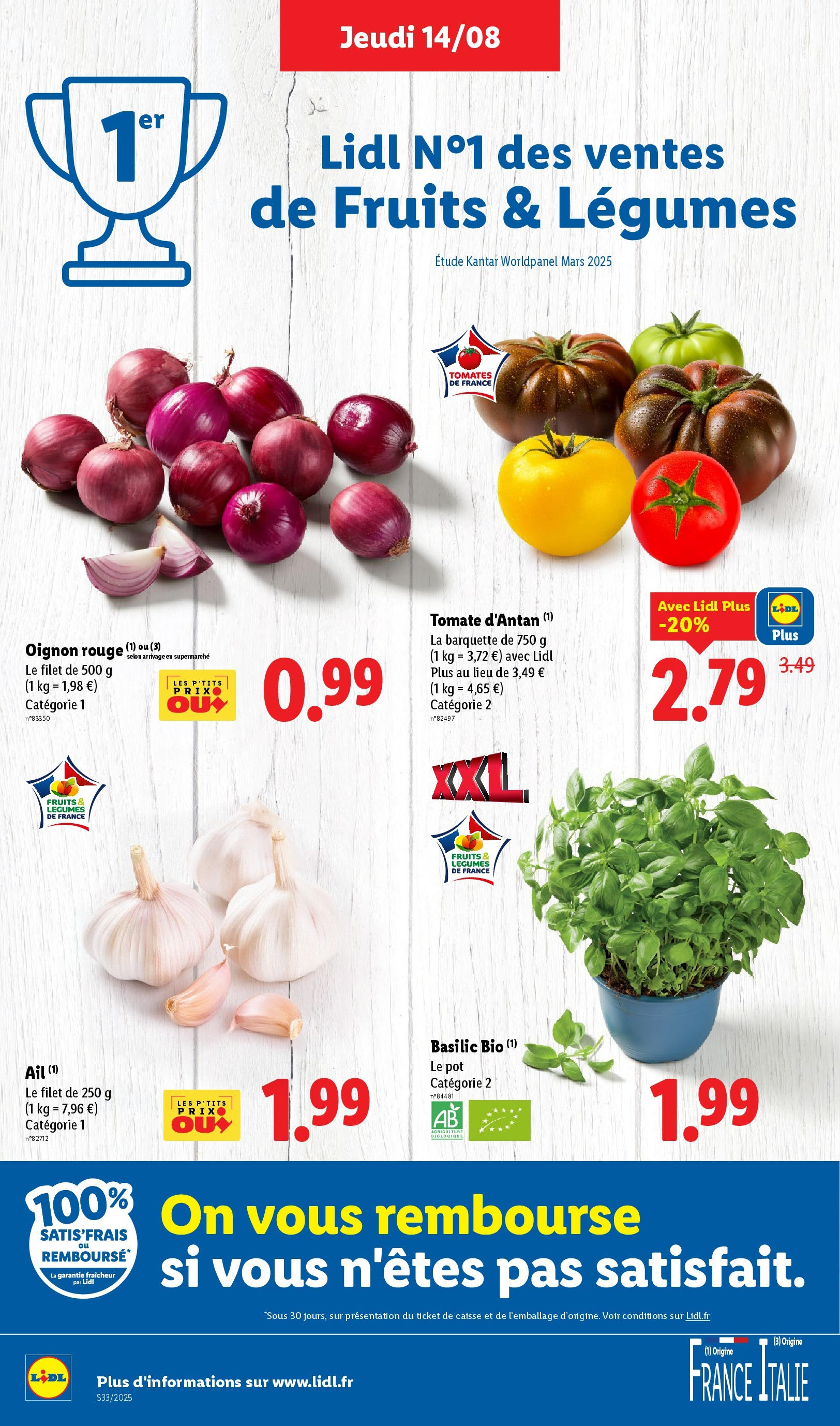 Catalogue LIDL du 13/08/2025 | Promo prospectus en ligne | Page: 4 | Produits: Ail, Oignon, Tomates
