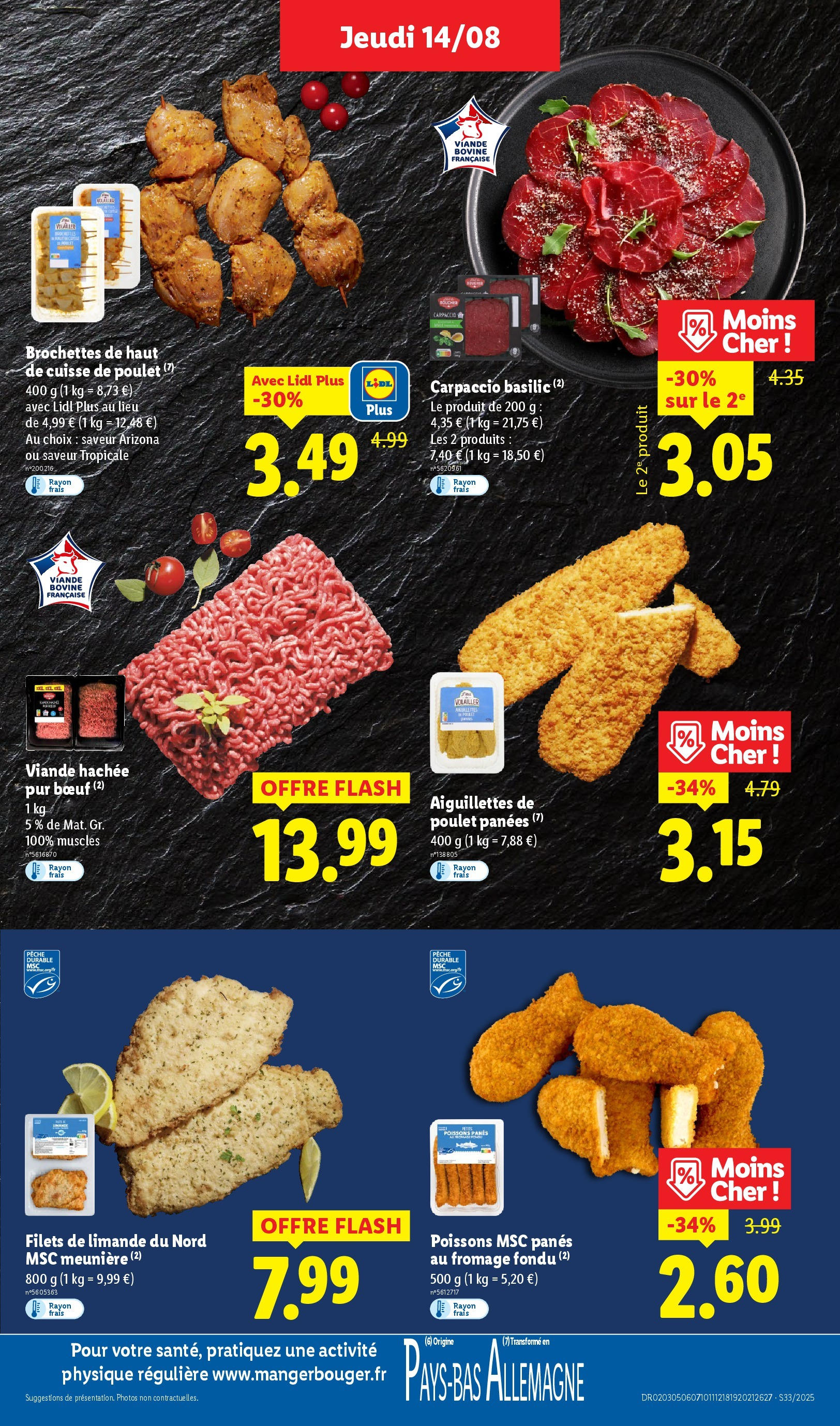 Catalogue LIDL du 13/08/2025 | Promo prospectus en ligne | Page: 7 | Produits: Volaille, Fromage, Viande, Viande bovine Catalogue LIDL du 13/08/2025 | Promo prospectus en ligne | Page: 7 | Produits: Volaille, Fromage, Viande, Viande bovine