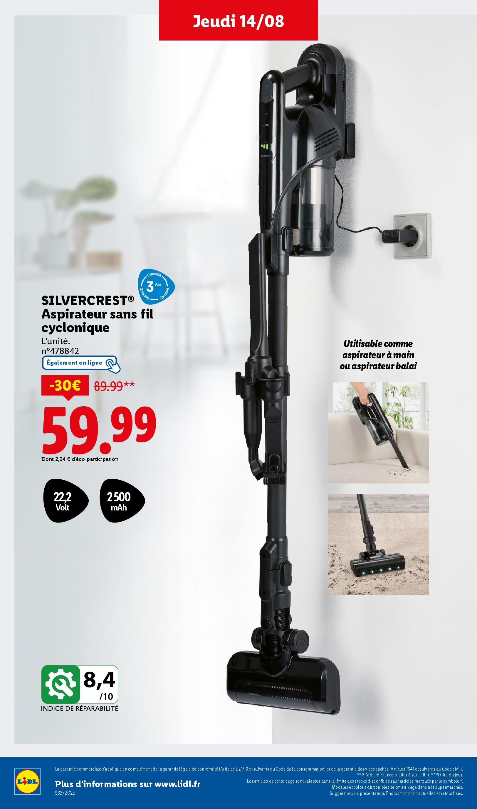 Catalogue LIDL du 13/08/2025 | Promo prospectus en ligne | Page: 30 | Produits: Aspirateur, Balai, Aspirateur balai