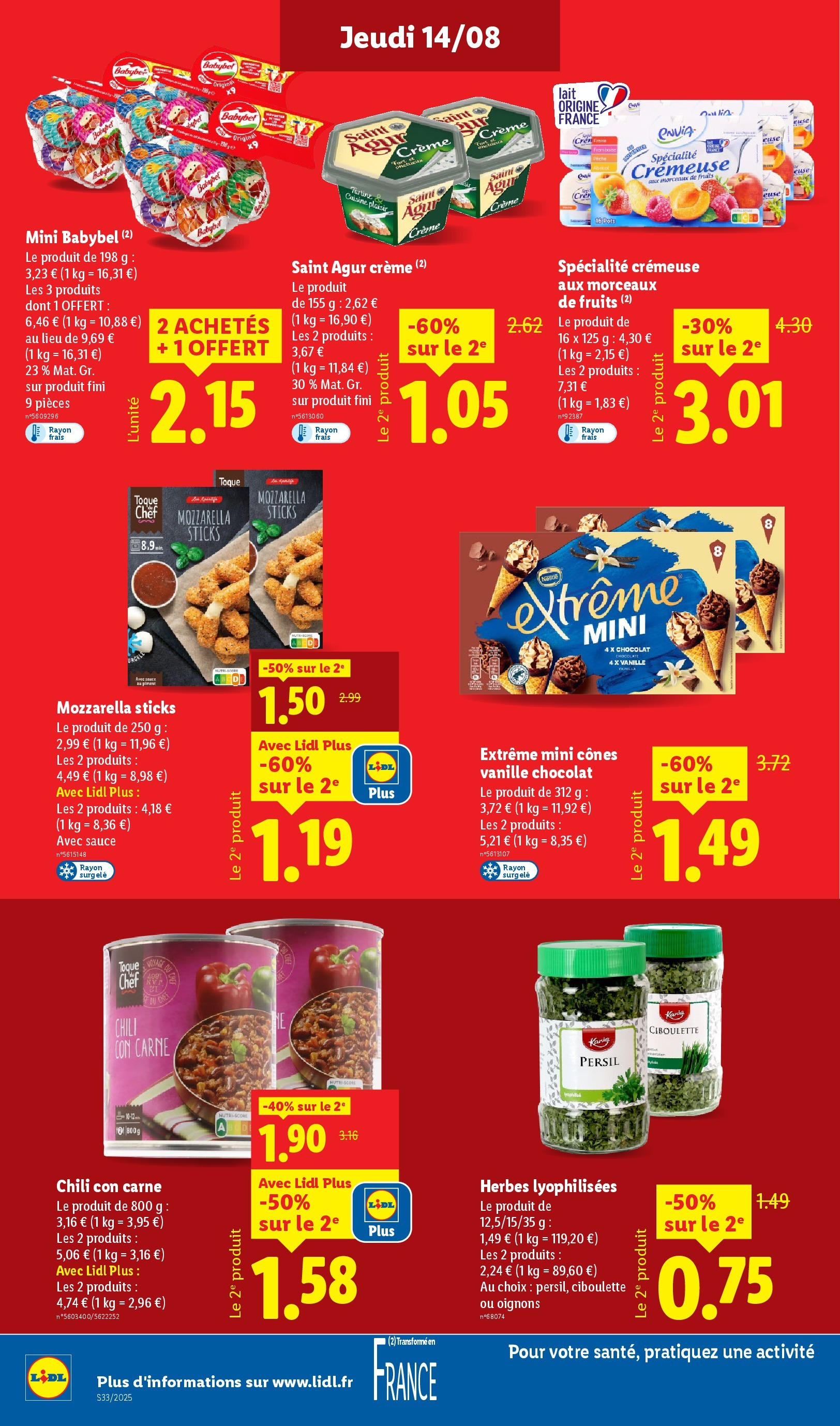 Catalogue LIDL du 13/08/2025 | Promo prospectus en ligne | Page: 12 | Produits: Mini Babybel, Cônes, Lait, Oignons