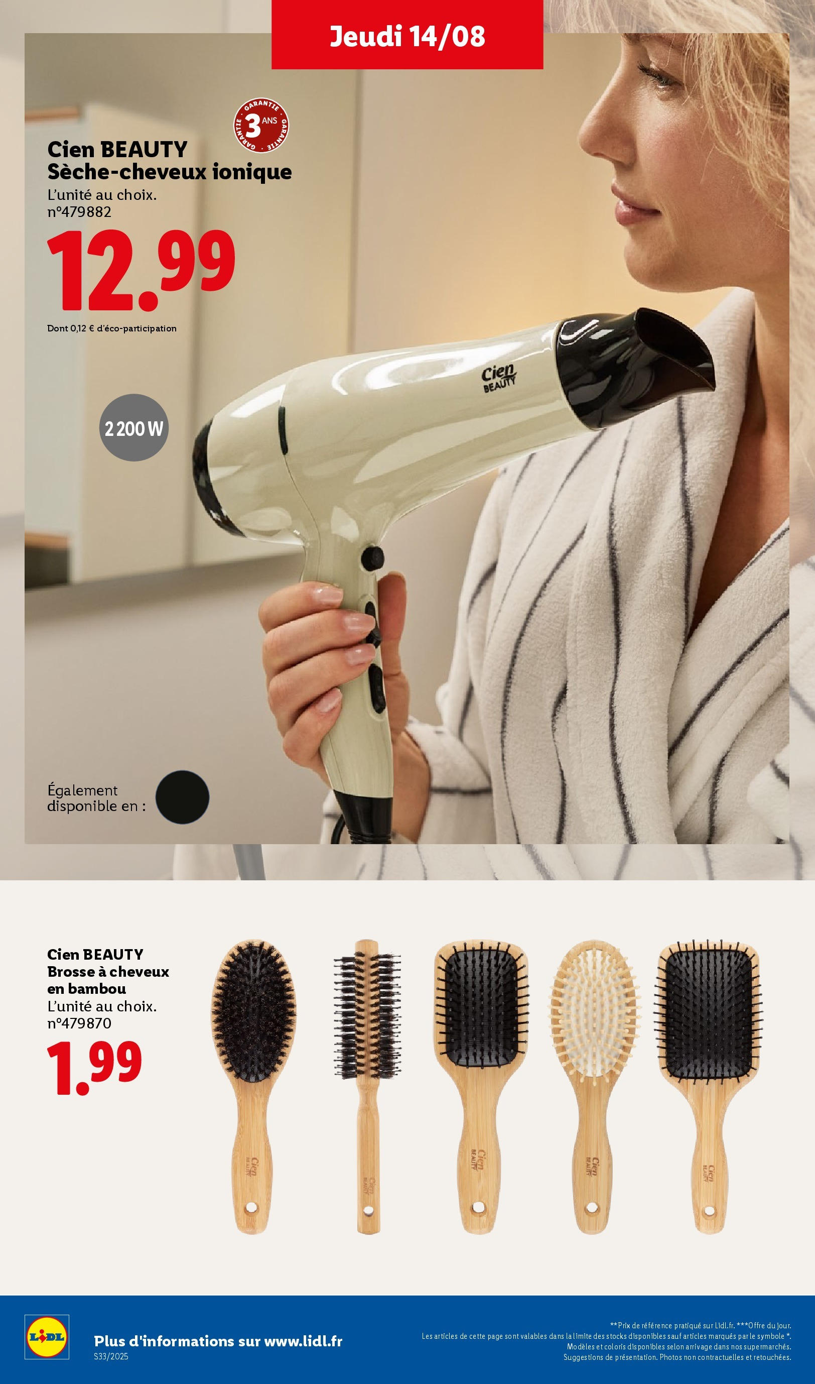 Catalogue LIDL du 13/08/2025 | Promo prospectus en ligne | Page: 36 | Produits: Brosse à cheveux, Sèche-cheveux, Brosse