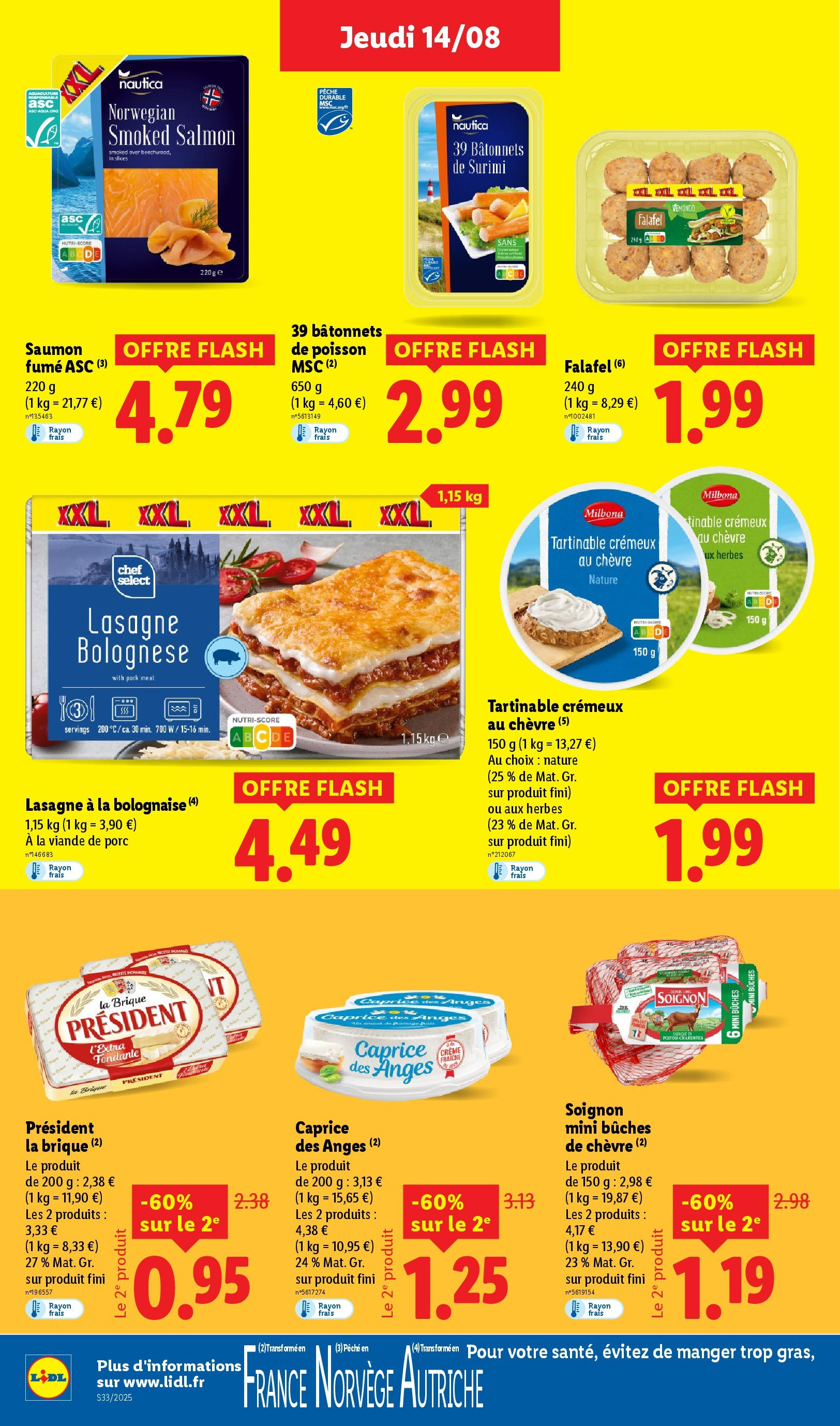Catalogue LIDL du 13/08/2025 | Promo prospectus en ligne | Page: 16 | Produits: Viande de porc, Saumon fumé, Poisson, Saumon