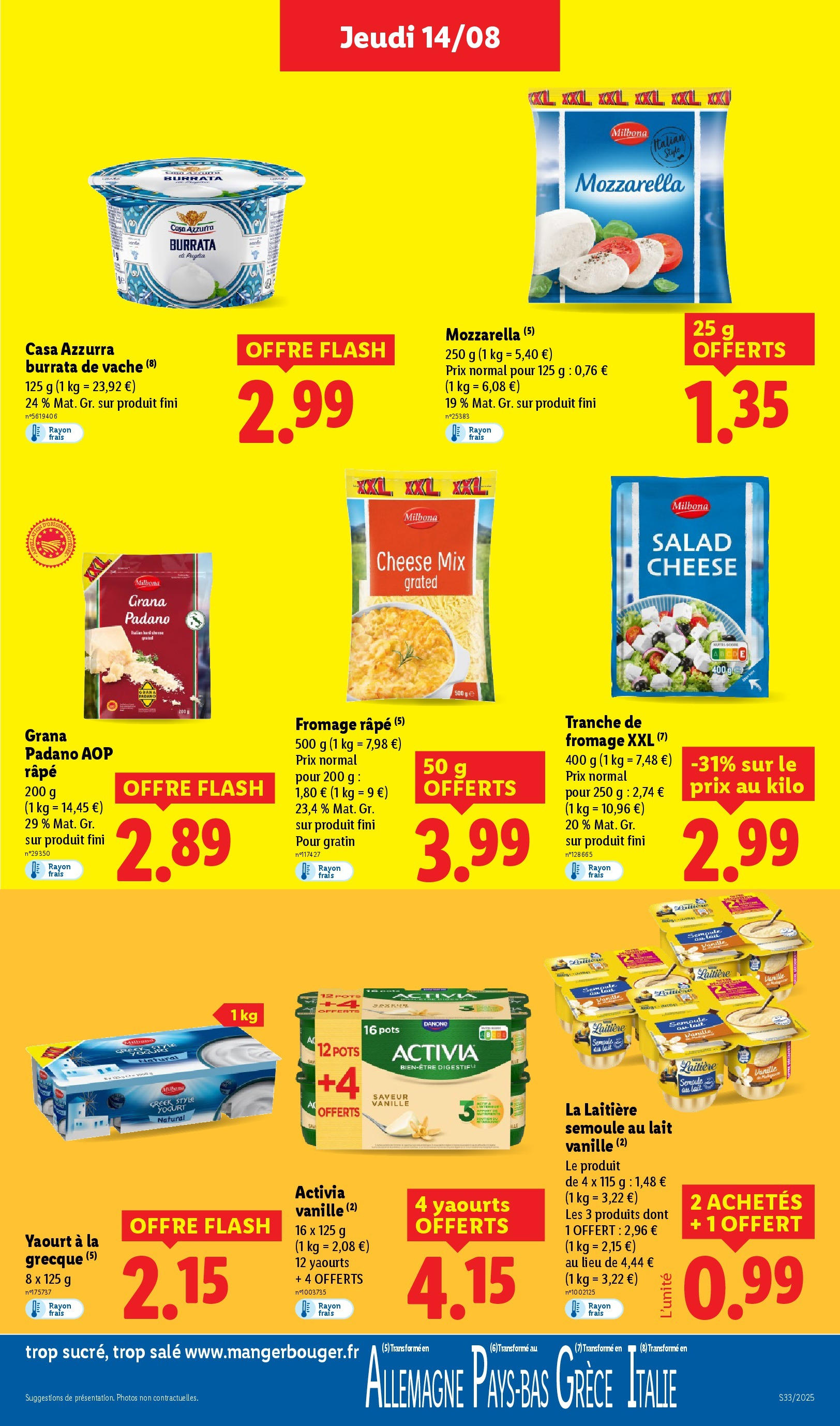 Catalogue LIDL du 13/08/2025 | Promo prospectus en ligne | Page: 17 | Produits: Yaourt à La Grecque, Fromage, Yaourt, Burrata