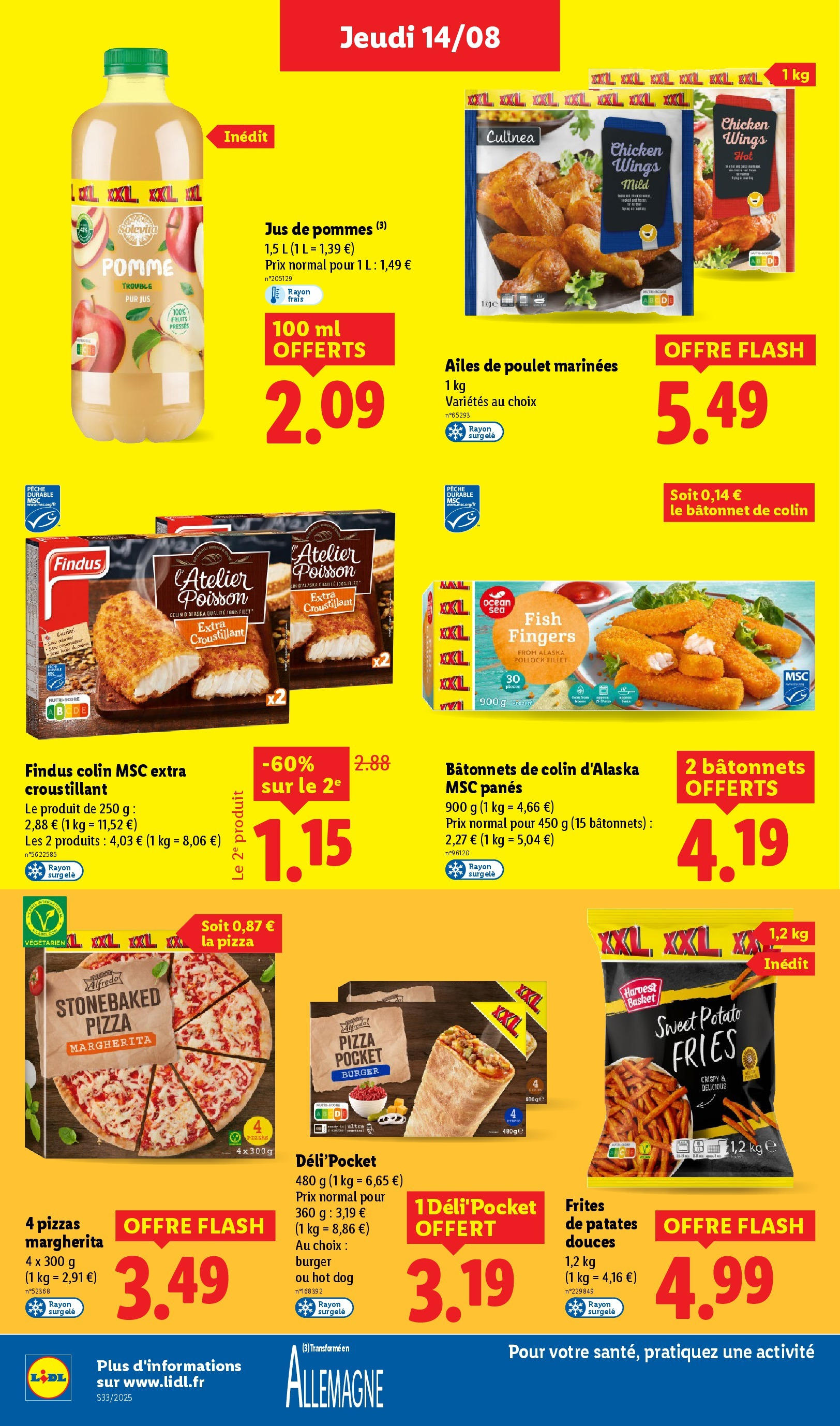 Catalogue LIDL du 13/08/2025 | Promo prospectus en ligne | Page: 18 | Produits: Pêche, Hot dog, Jus, Pommes