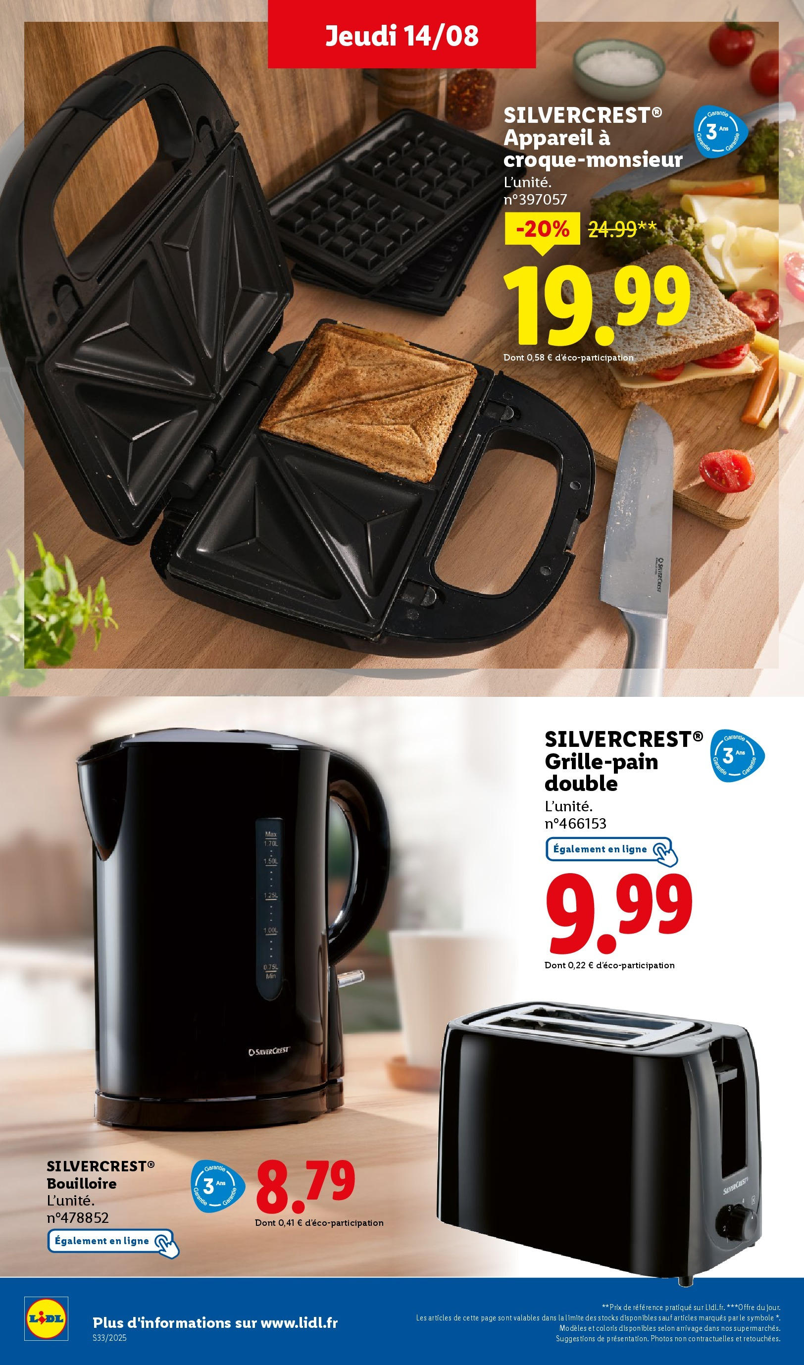 Catalogue LIDL du 13/08/2025 | Promo prospectus en ligne | Page: 42 | Produits: Bouilloire, Grille-pain, Toaster
