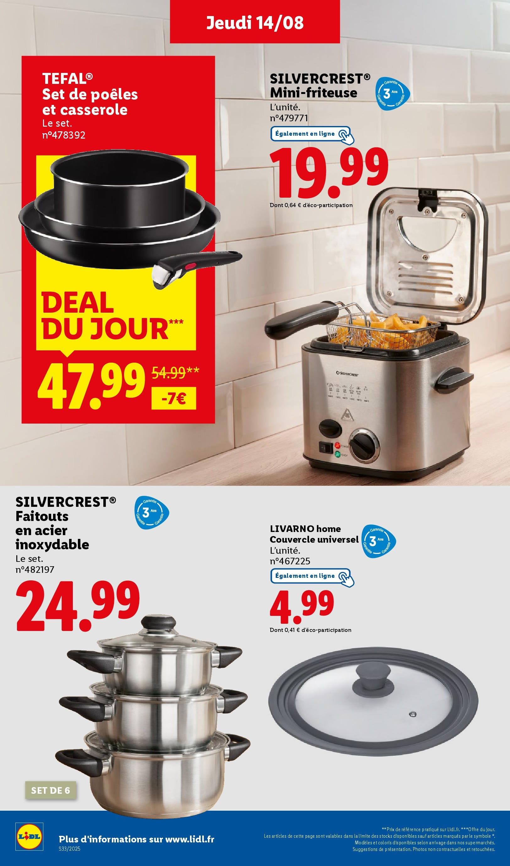 Catalogue LIDL du 13/08/2025 | Promo prospectus en ligne | Page: 44 | Produits: Casserole, Tefal