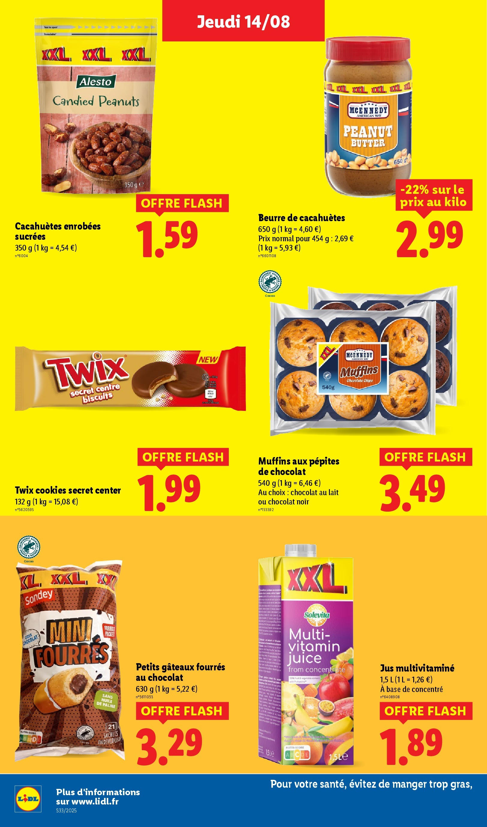 Catalogue LIDL du 13/08/2025 | Promo prospectus en ligne | Page: 22 | Produits: Cookies, Beurre de cacahuètes, Lait, Biscuits