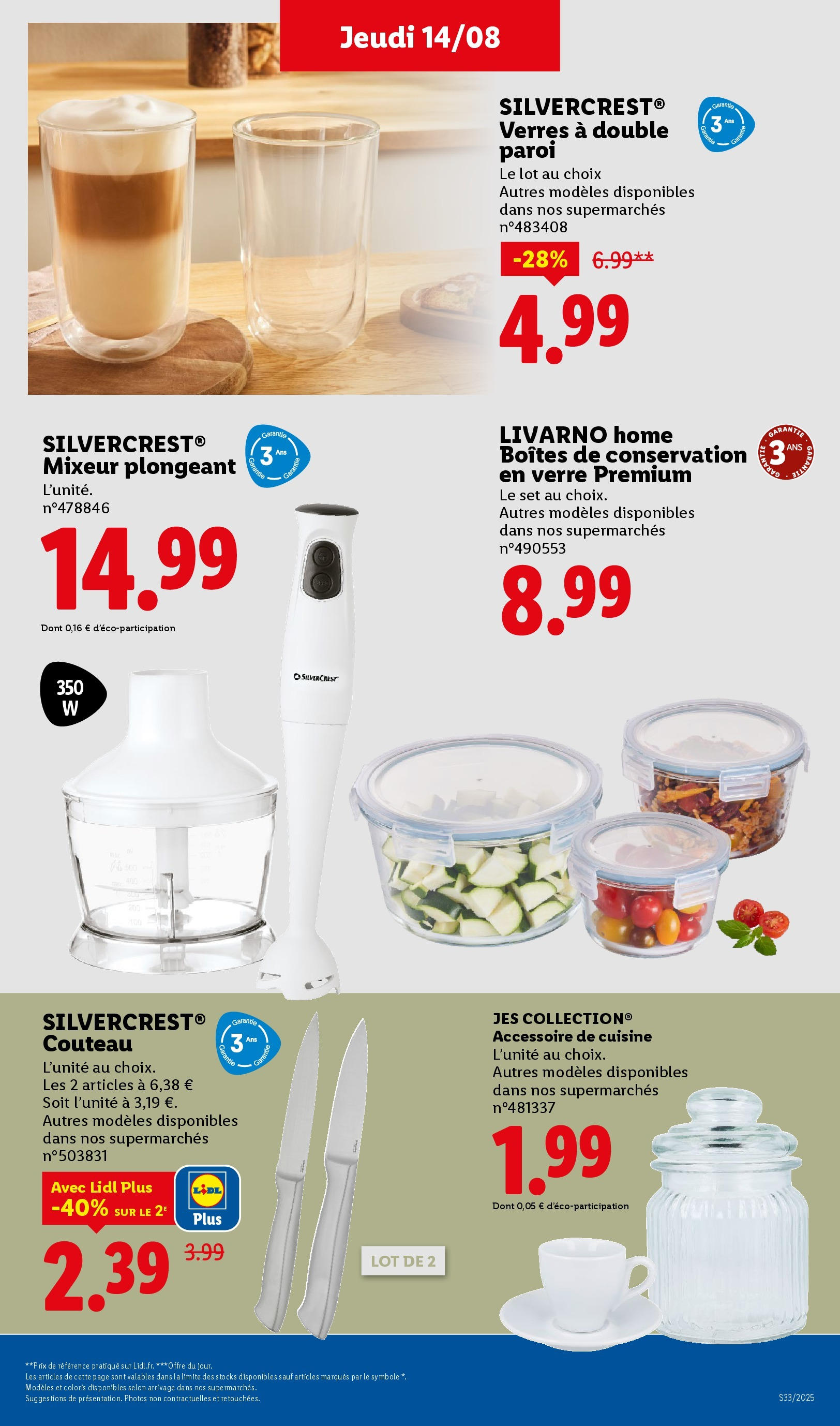 Catalogue LIDL du 13/08/2025 | Promo prospectus en ligne | Page: 45 | Produits: Mixeur, Couteau, Mixeur plongeant, Blender