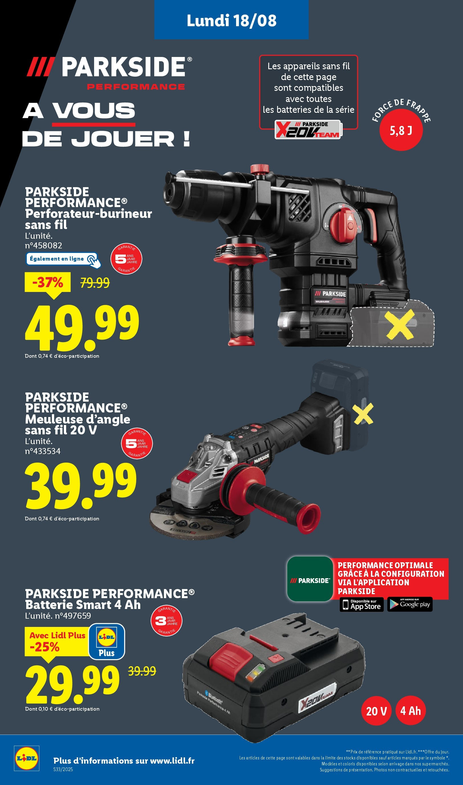 Catalogue LIDL du 13/08/2025 | Promo prospectus en ligne | Page: 50 | Produits: Meuleuse, Store, Batterie