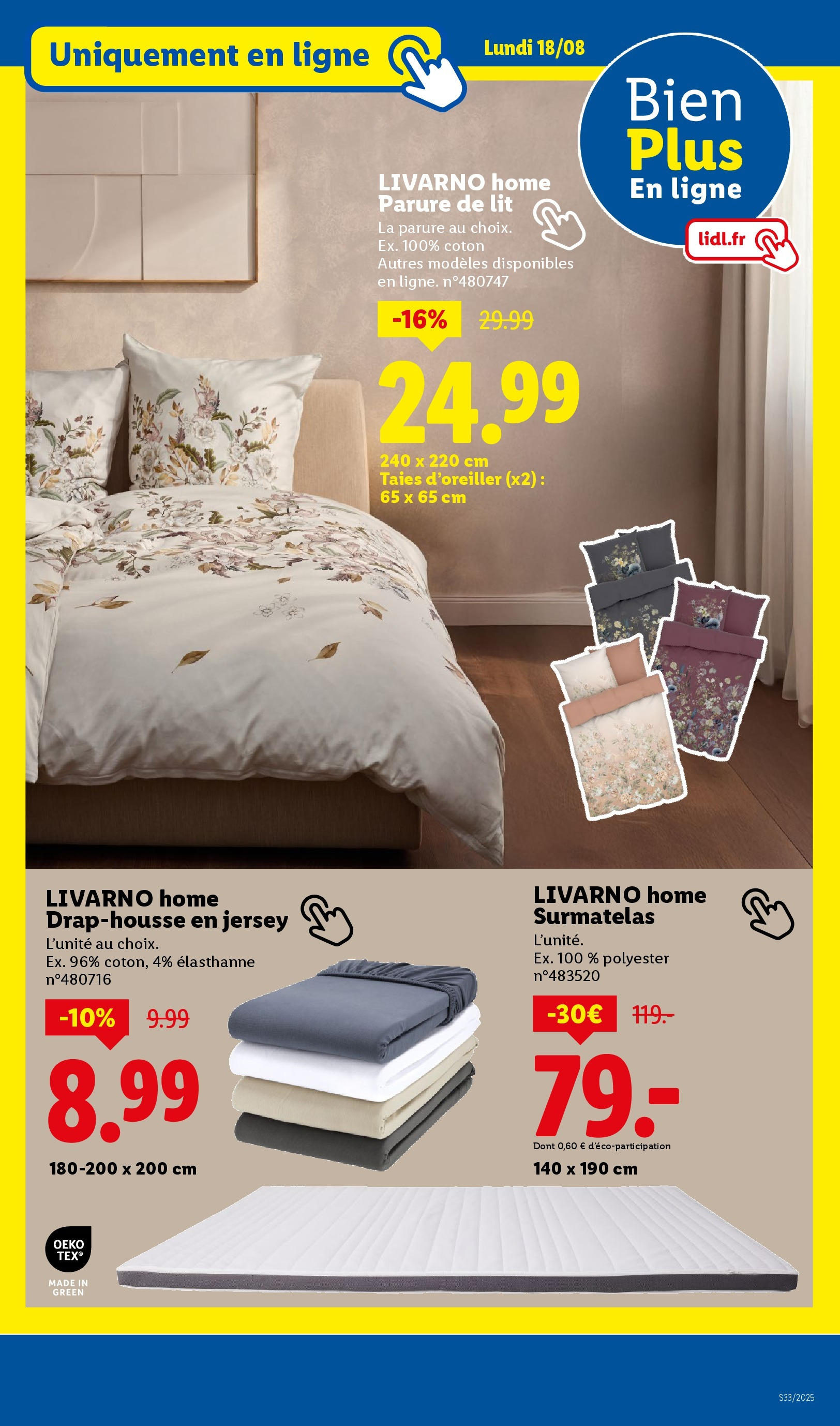 Catalogue LIDL du 13/08/2025 | Promo prospectus en ligne | Page: 59 | Produits: Surmatelas, Coton, Parure de lit, Lit
