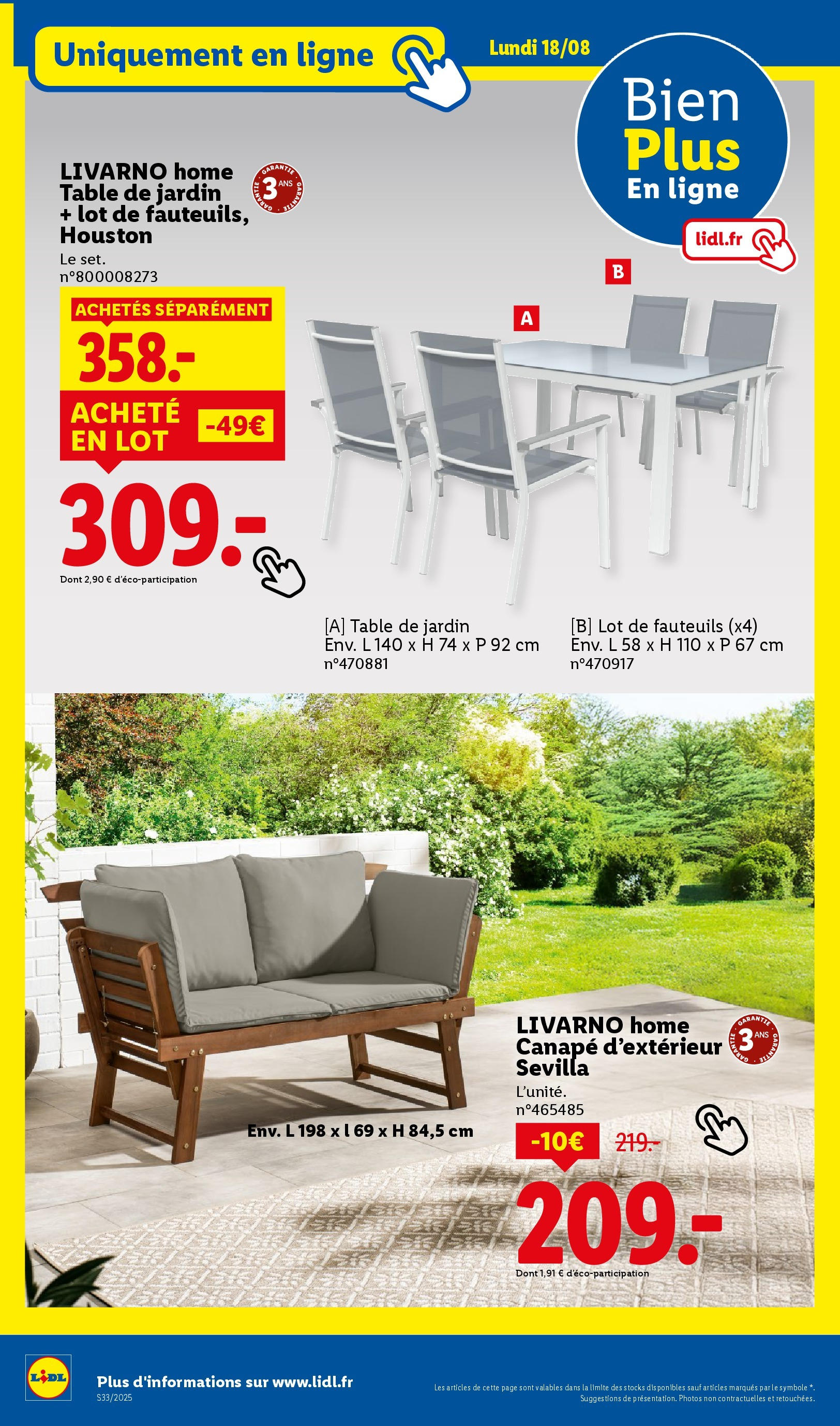 Catalogue LIDL du 13/08/2025 | Promo prospectus en ligne | Page: 68 | Produits: Table de jardin, Canapé, Table