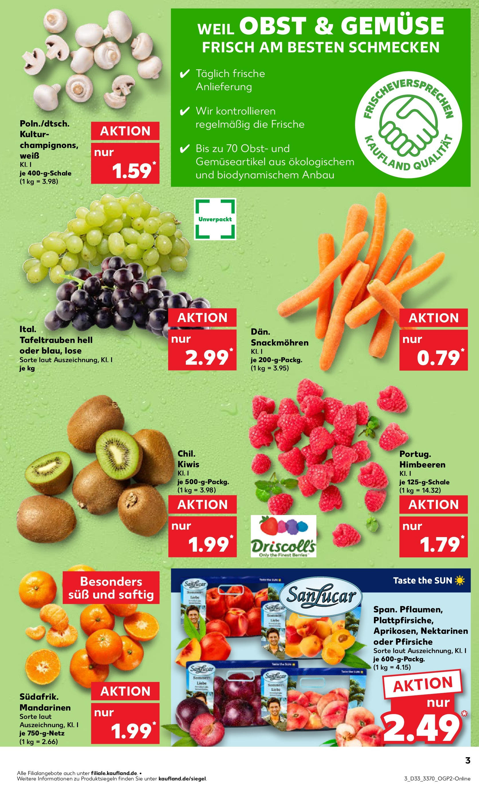 Prospekt Kaufland ab 14.08.2025 » Angebote und Werbung Online | Seite: 3 | Produkte: Himbeeren, Nektarinen, Gemüse, Obst Prospekt Kaufland ab 14.08.2025 » Angebote Online zum Blättern | Seite: 3 | Produkte: Himbeeren, Nektarinen, Gemüse, Obst